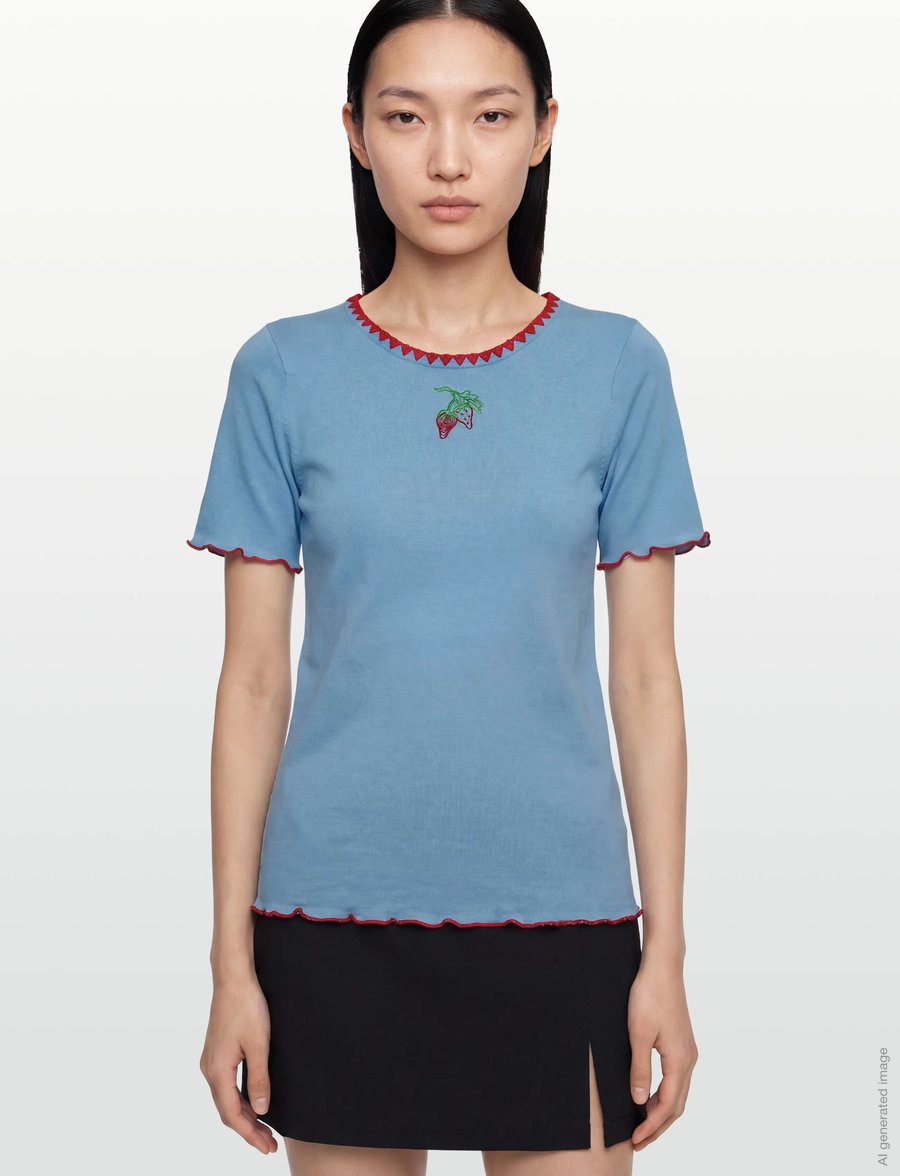 Helmstedt - Trine Short Sleeve - t-shirts & tops - dusty blue - 3