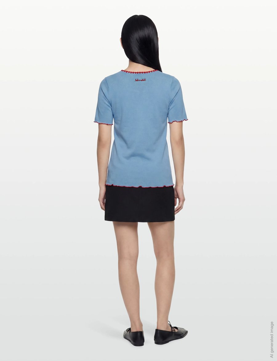 Helmstedt - Trine Short Sleeve - t-shirts & tops - dusty blue - 4