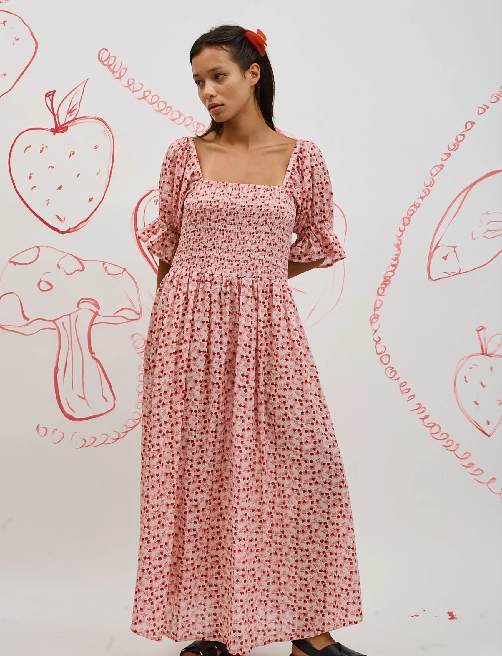 Helmstedt Karoline Dress - Kleider - RED STRAWBERRY PRINT / pink/rose
