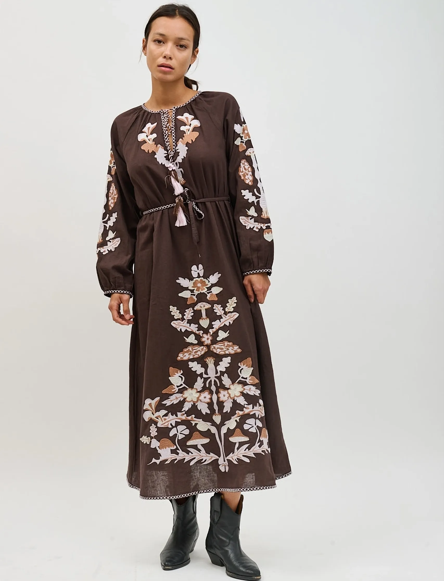 Helmstedt Monica Dress - Nyheder - BROWN / brown