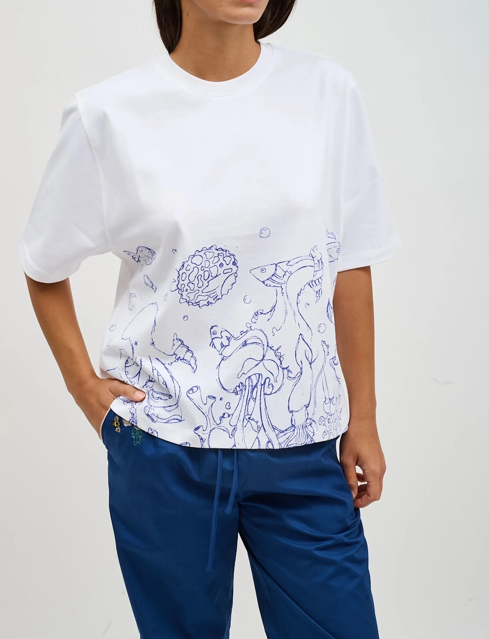 Helmstedt Noor T-shirt - Helmstedt - BLUE UNDER THE SEA PRINT / white