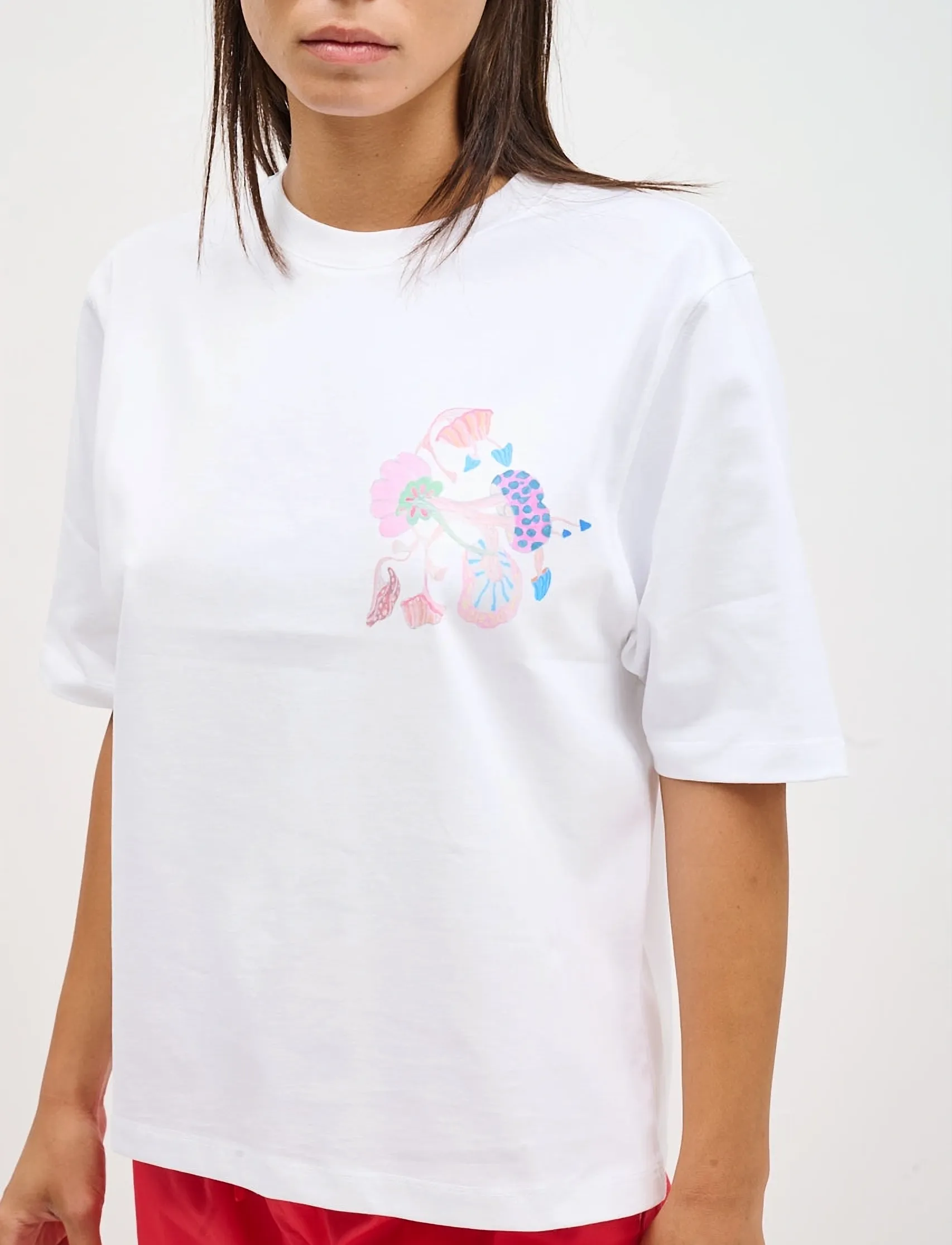 Helmstedt Noor T-shirt - Helmstedt - DANCING MUSHROOM PRINT / white