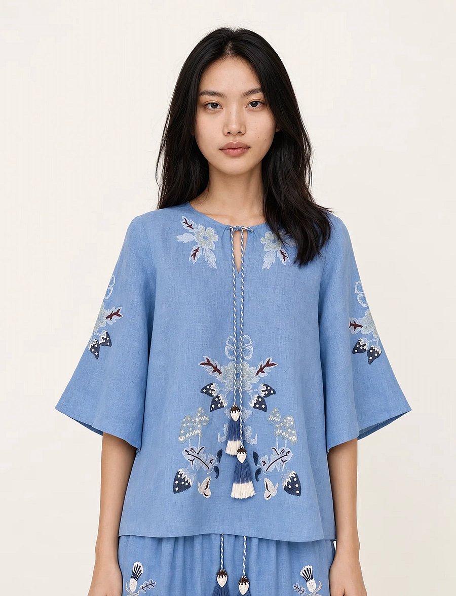 Helmstedt - Iben Blouse - kortærmede bluser - dreamy blue - 0