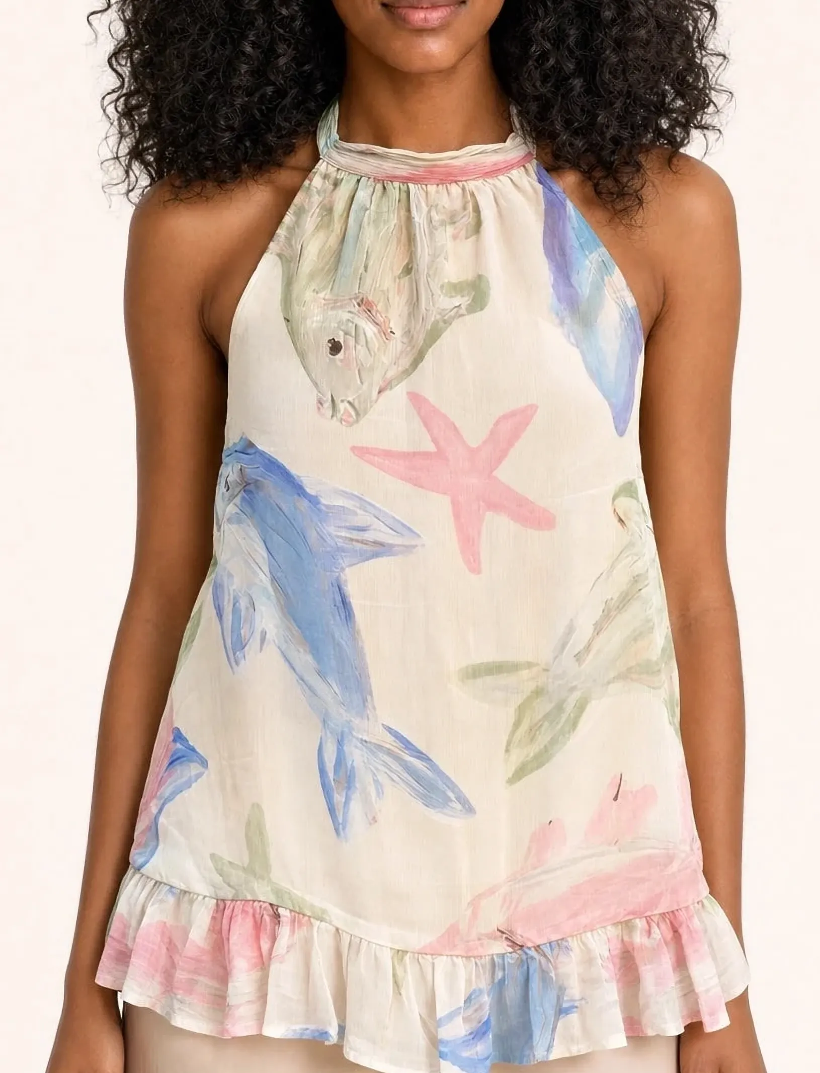 Helmstedt Flair top - Kleidung - PASTEL FISH PRINT / cream