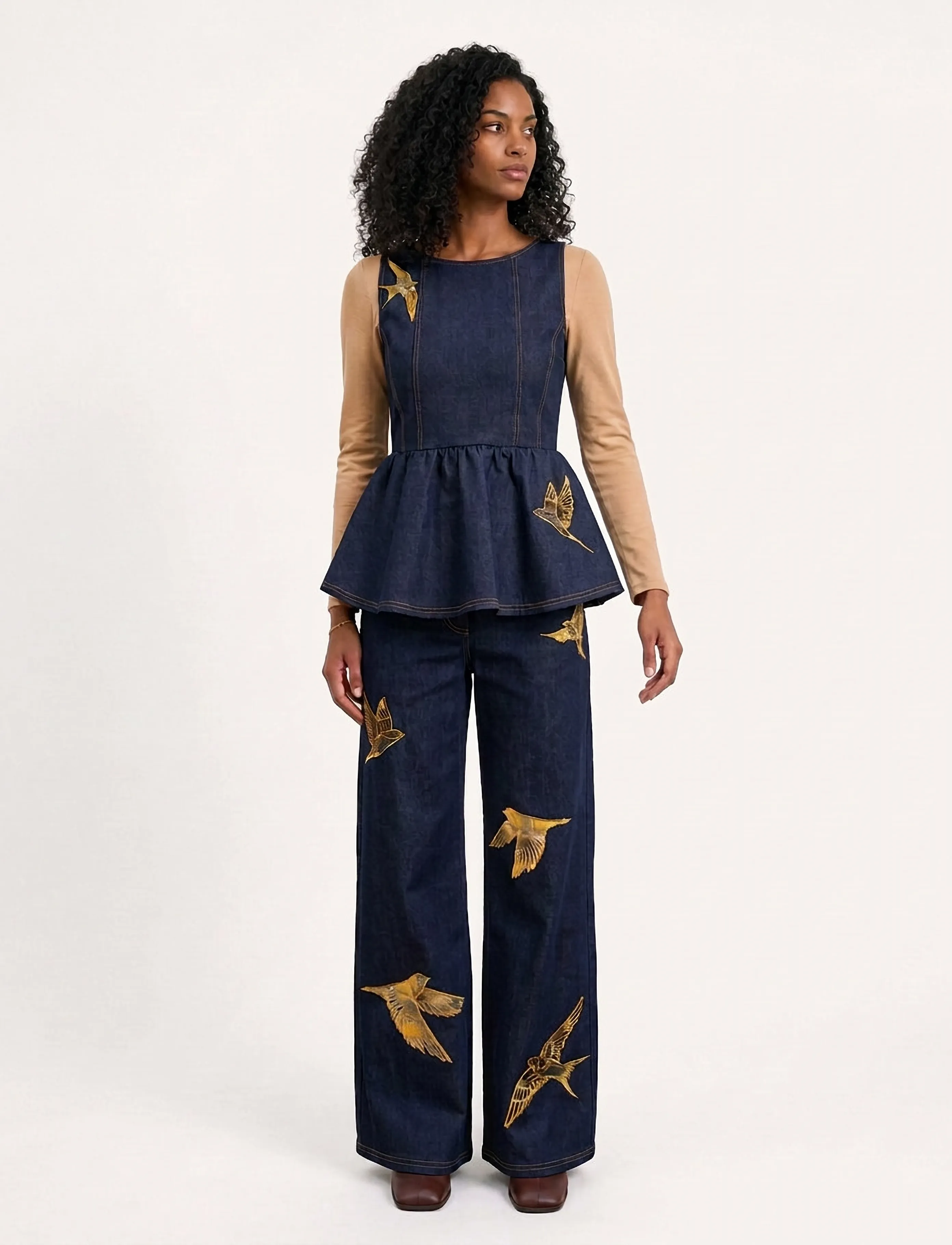 Helmstedt Emilie Denim Top - Varrukateta pluusid - DARK BLUE DENIM / navy