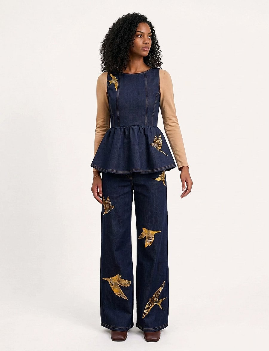 Helmstedt - Emilie Denim Top - dark blue denim - 0