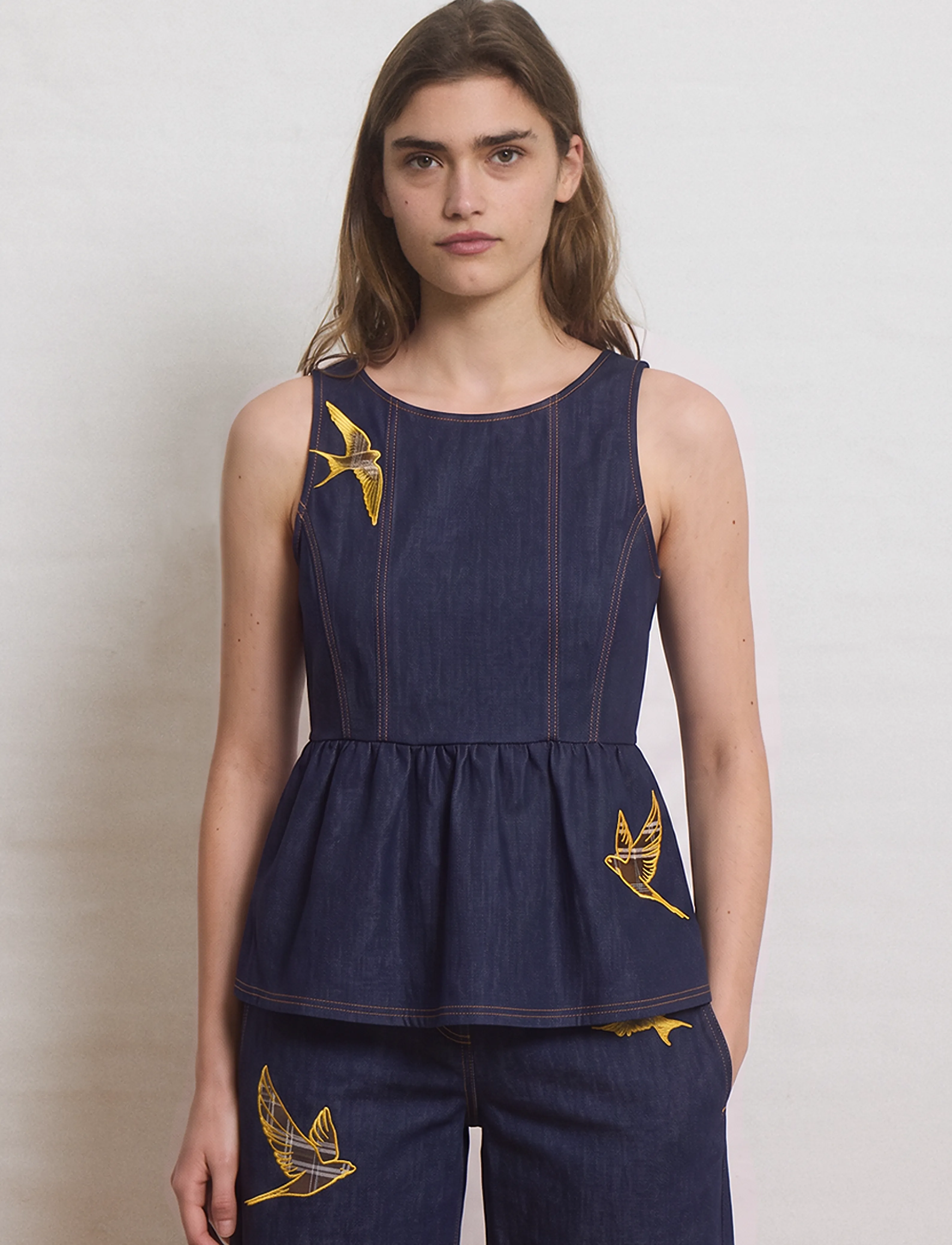 Helmstedt Emilie Denim Top - Ärmellose Blusen - DARK BLUE DENIM / navy