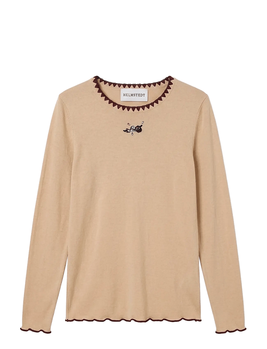 Helmstedt - Andrea Longsleeve T-shirt - långärmade toppar - vanilla beige - 1