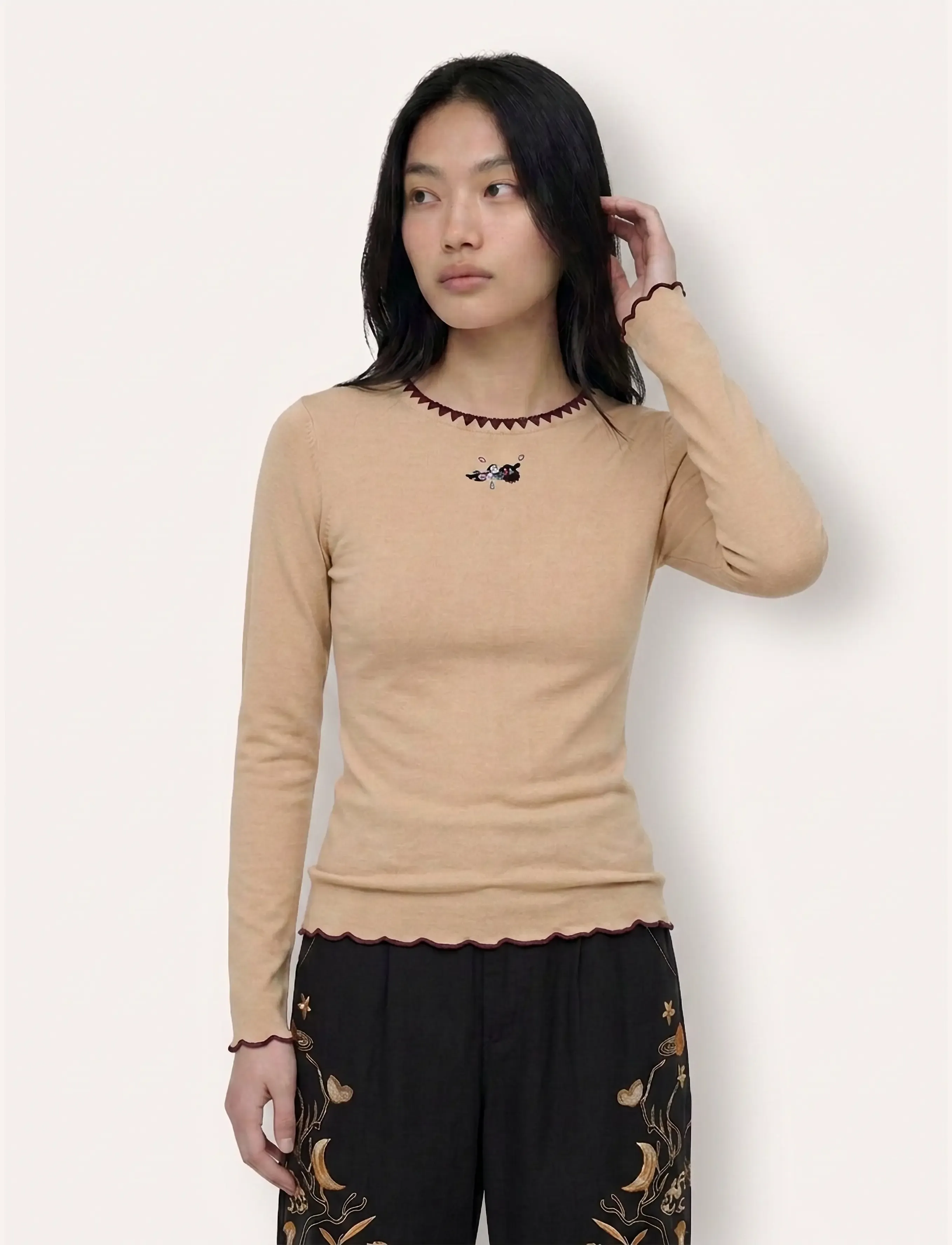 Helmstedt Andrea Longsleeve T-shirt - T-shirts & Toppar - VANILLA BEIGE / beige
