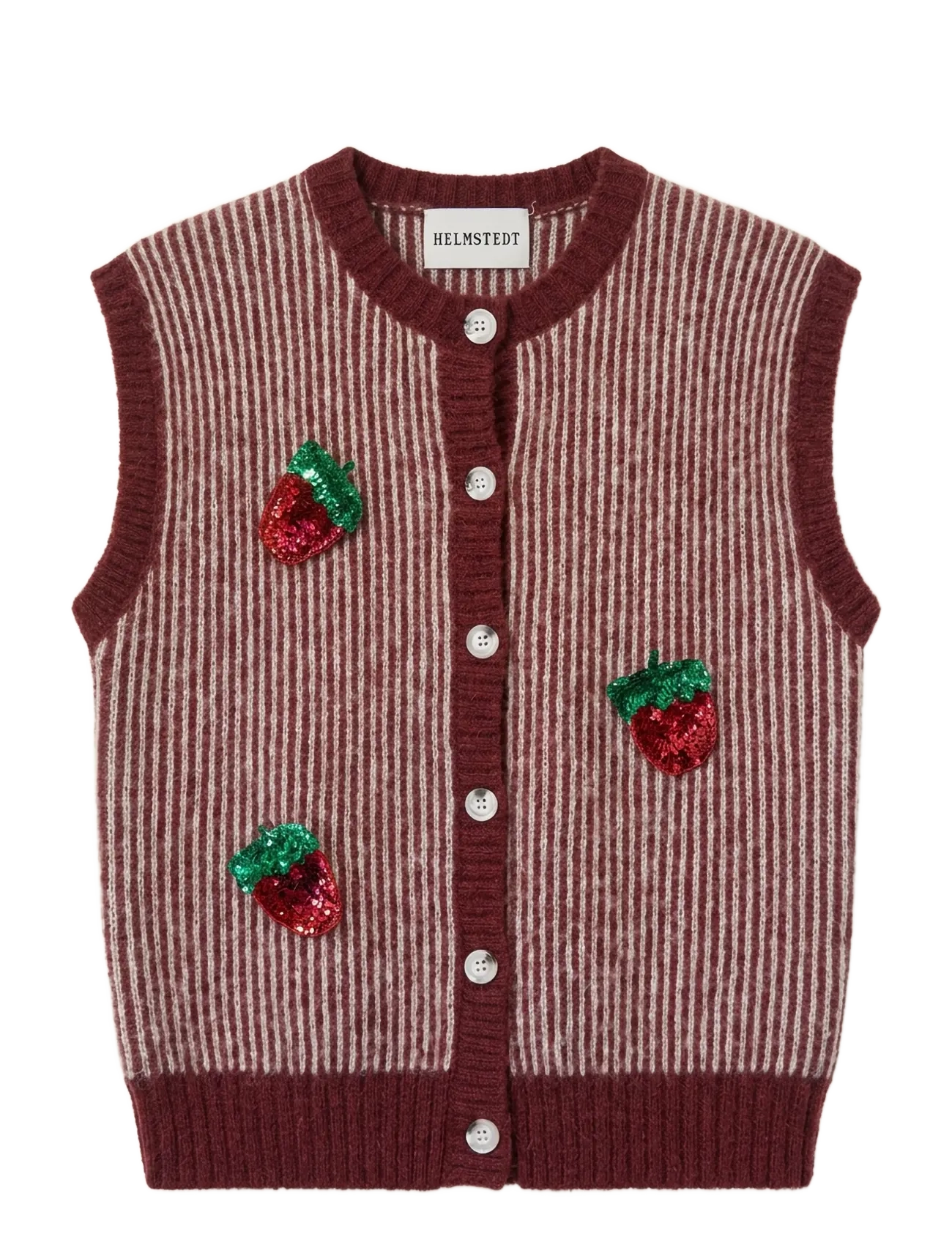 Helmstedt Naya Vest - Knitted vests - STRIPED KNIT / red