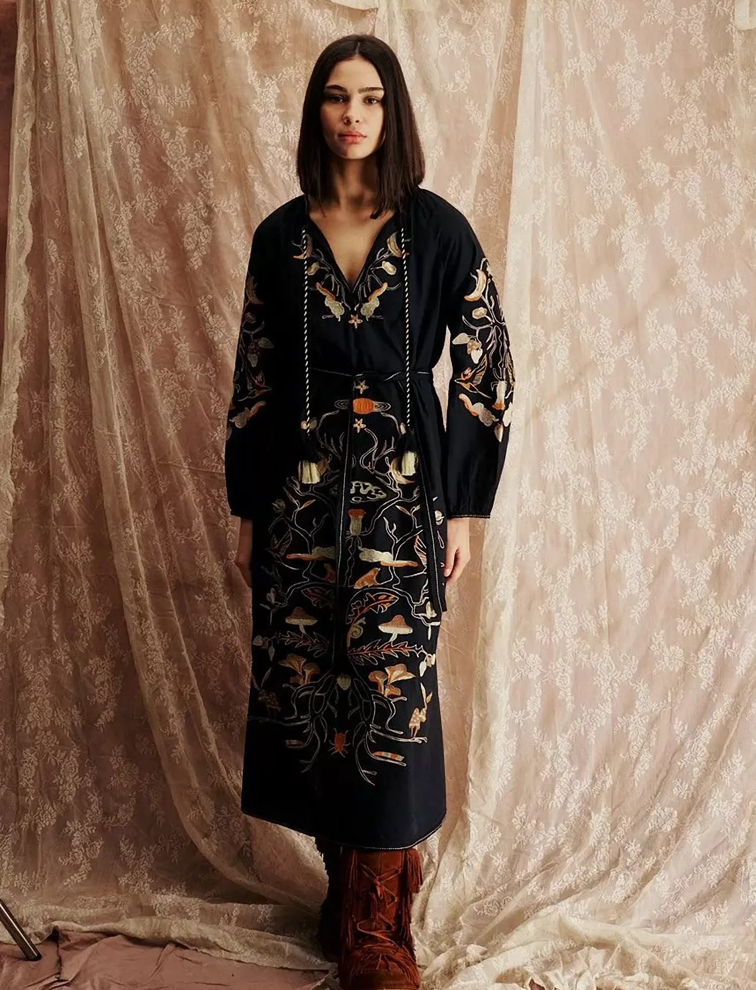 Helmstedt - Monica Dress - midiklänningar - black beauty - 5
