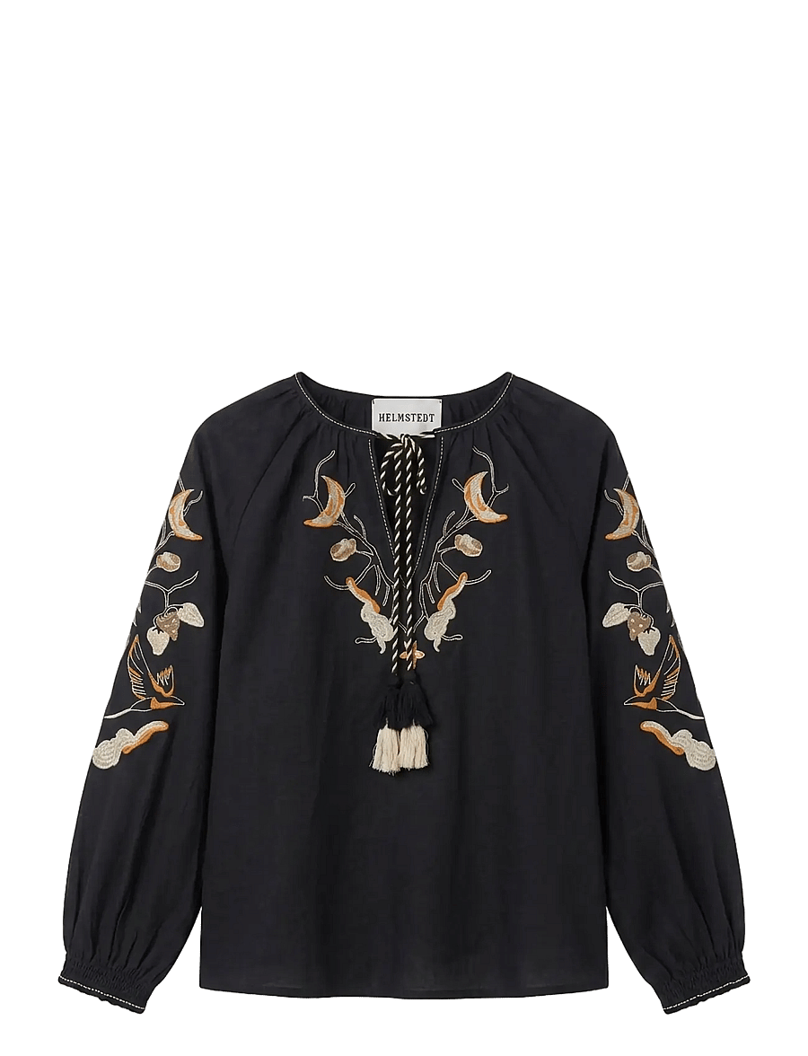 Helmstedt - Eline Blouse - långärmade blusar - black beauty - 1