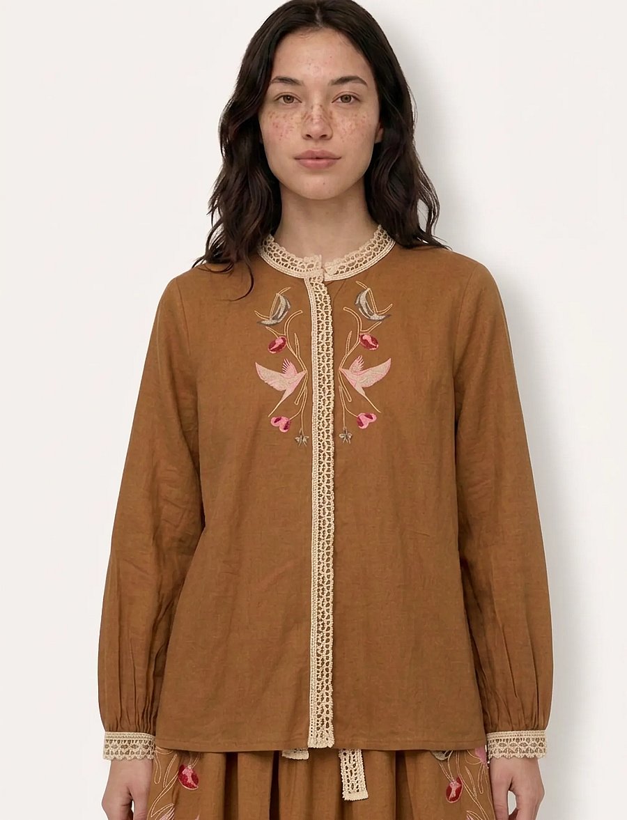 Helmstedt - Linea Blouse - langärmlige hemden - honey brown - 0