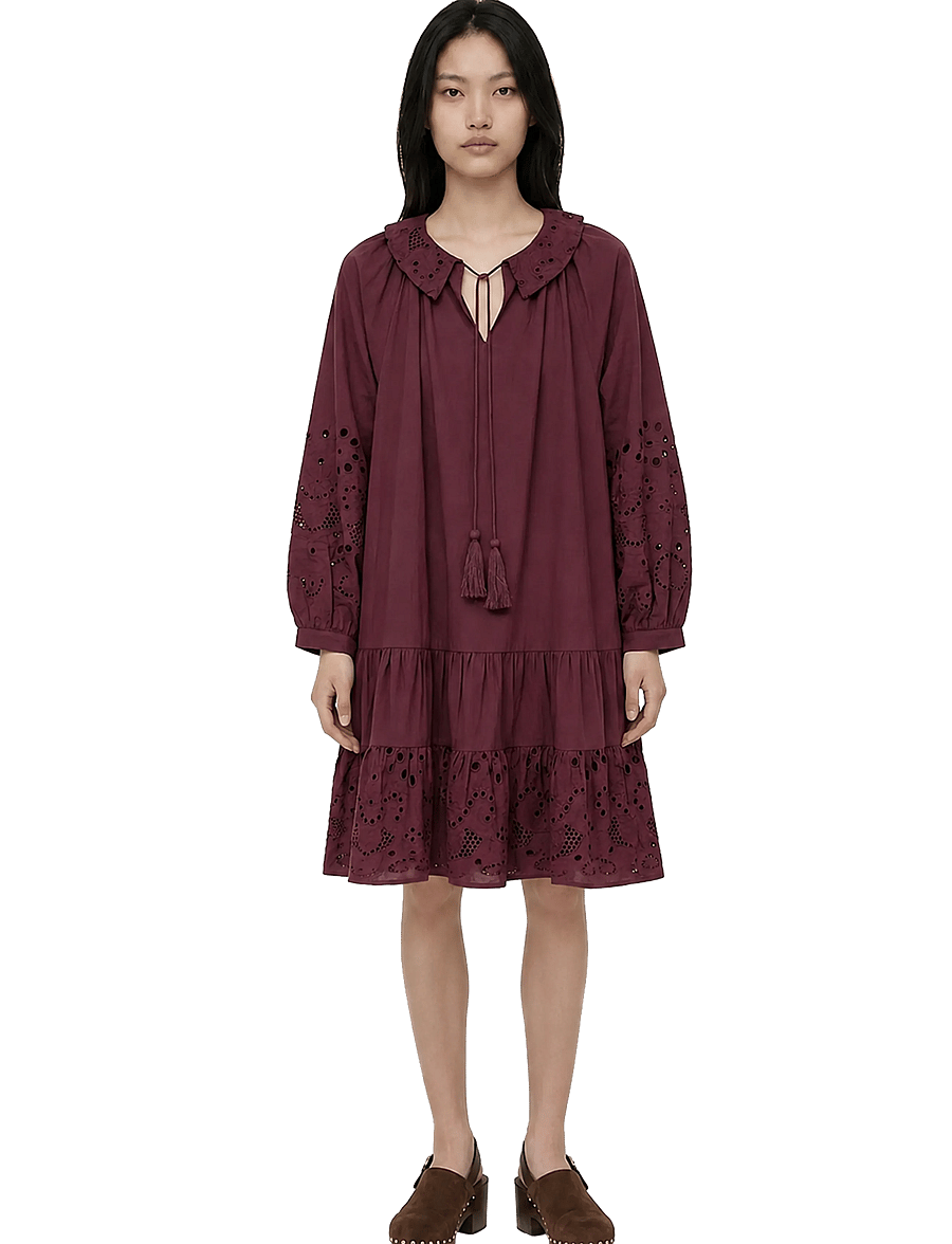 Helmstedt - Kiana Dress - midiklänningar - wine - 0