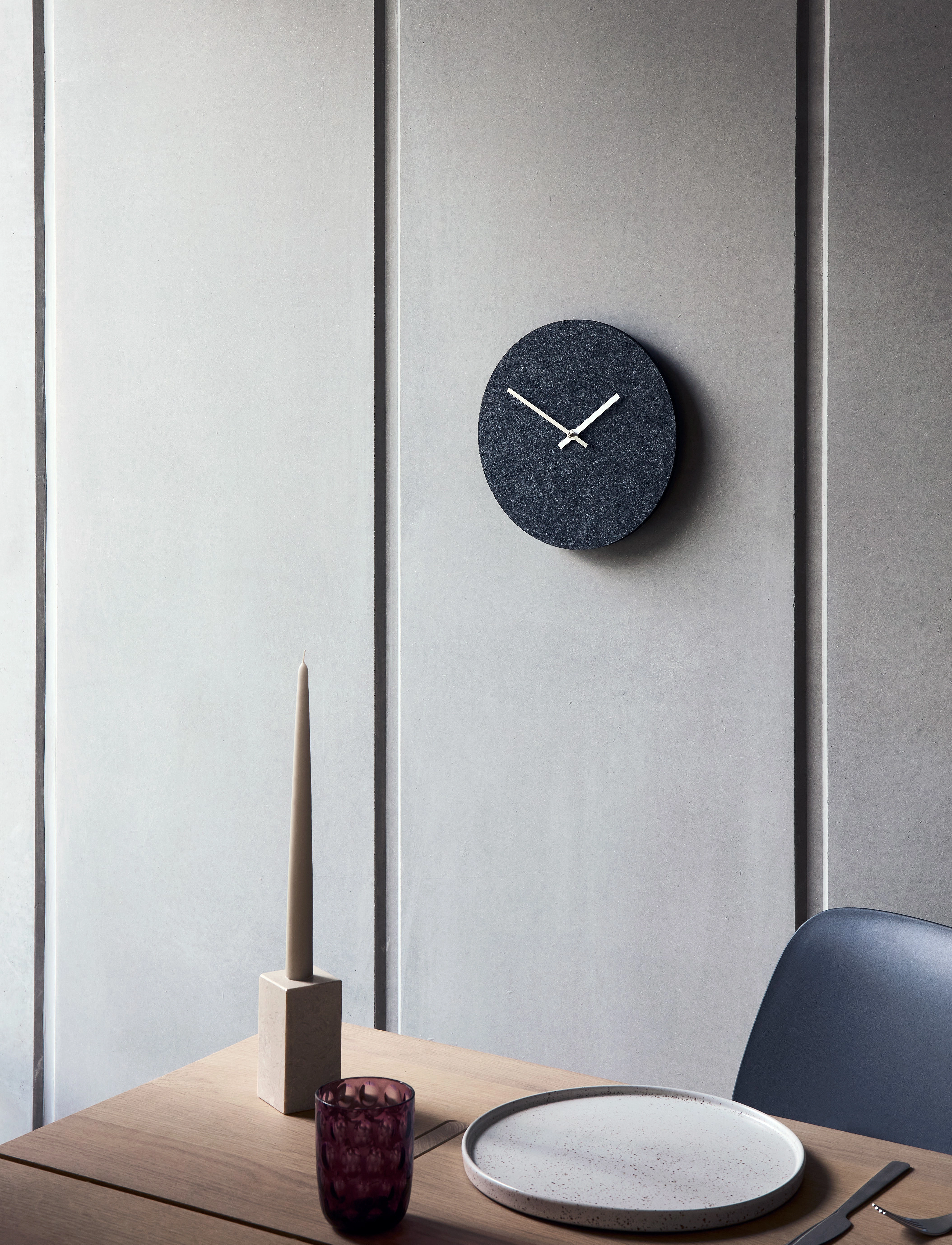 Hemverk Felt Dark Grey, Ø28, Watches, Grau - Wall Clocks, Homeware