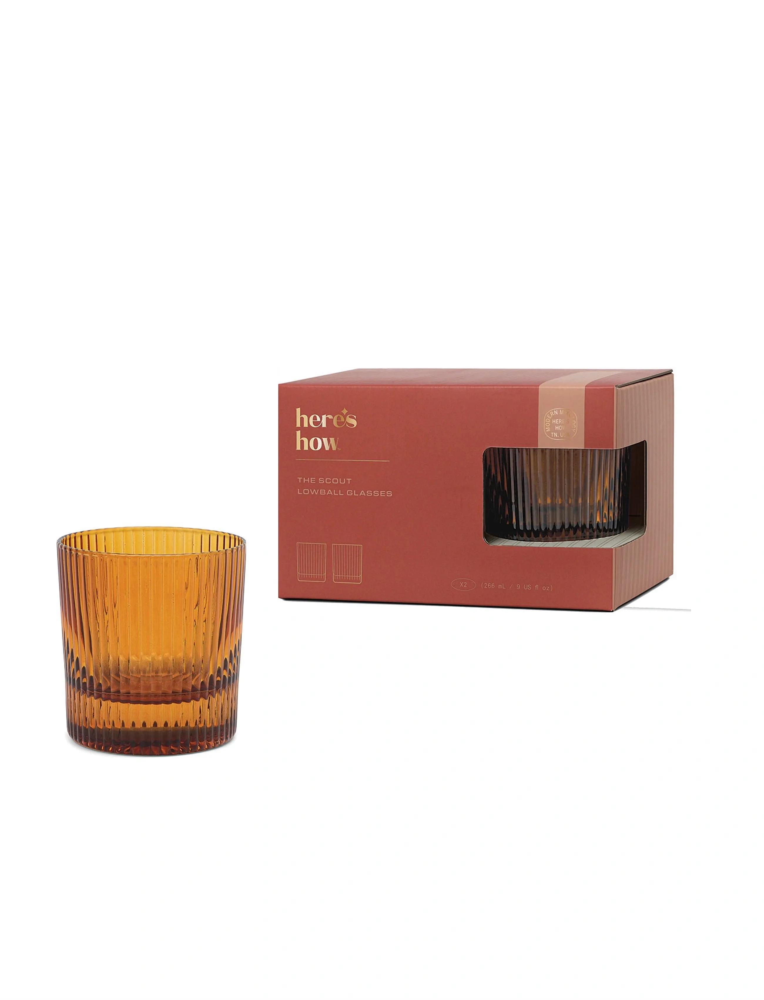 Here's How Glas Lowball The Scout Set Om 2- Bärnsten, One Size, Glass, Braun - Drinking Homeware