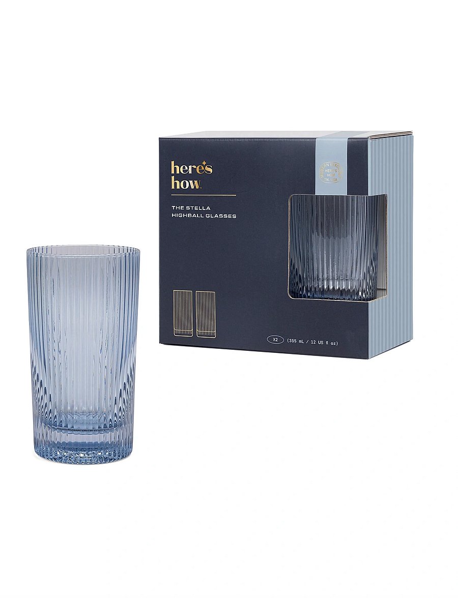 Here's How - Glas Highball The Stella - Set om 2- Blå - kokteili- ja martiiniklaasid - blue - 0