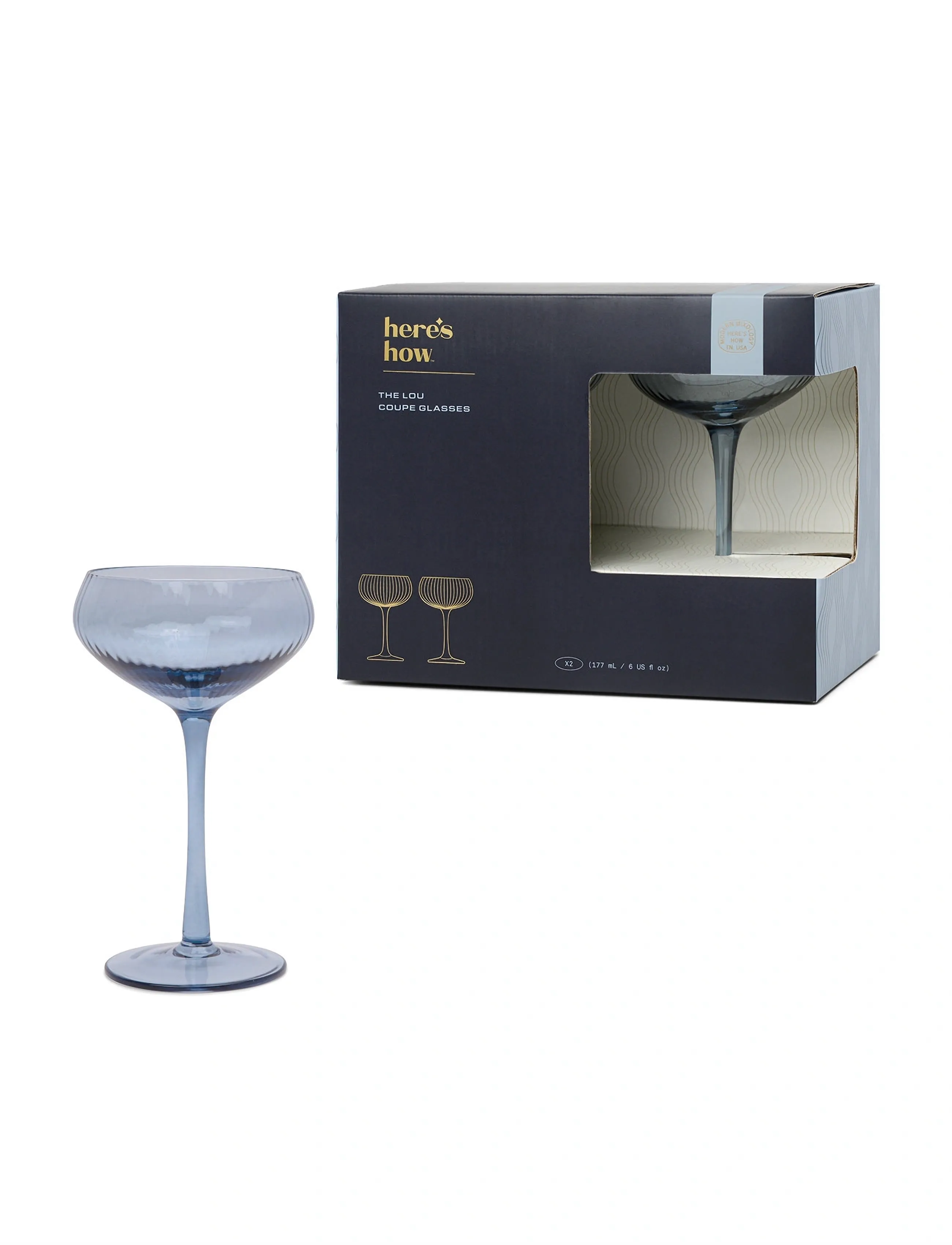 Here's How Glas Coupe The Lou- Set Om 2- Blå, One Size, Glass, Blau - Cocktail Homeware