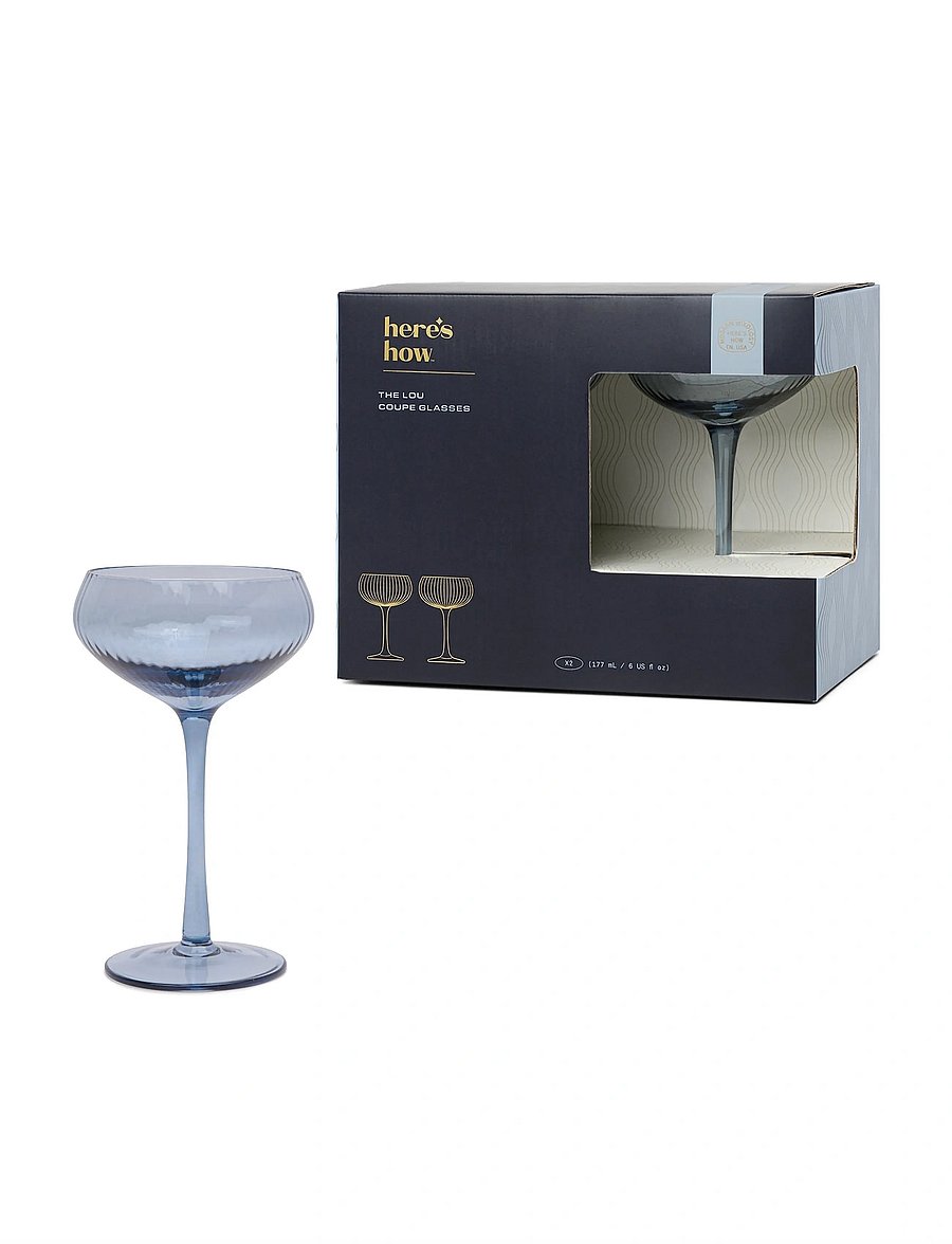 Here's How - Glas Coupe The Lou- Set om 2- Blå - cocktail & longdrinkgläser - blue - 0