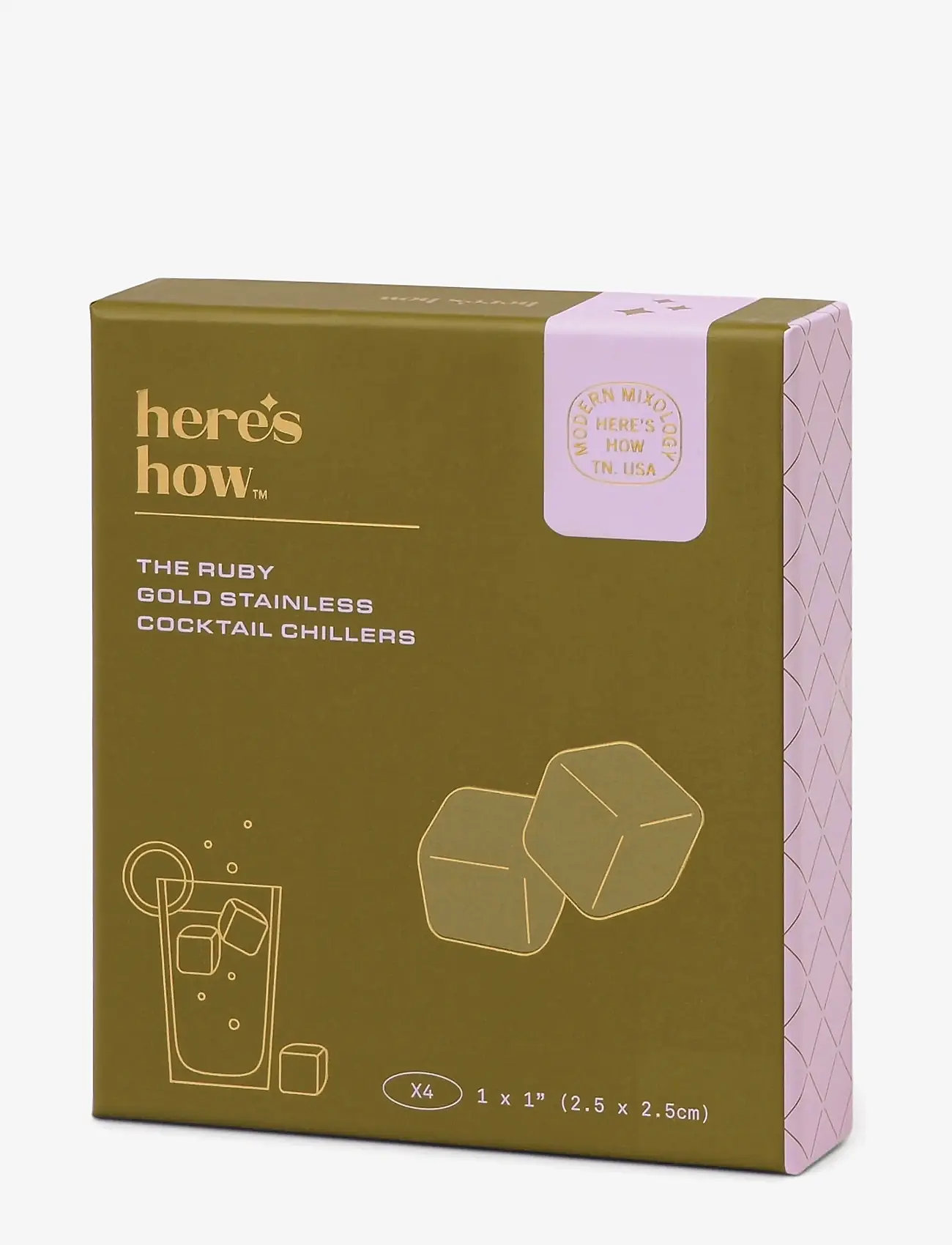 Here's How - Kylkub för cocktail The Ruby - Guld- Set om 4 - whiskey stones - gold - 5