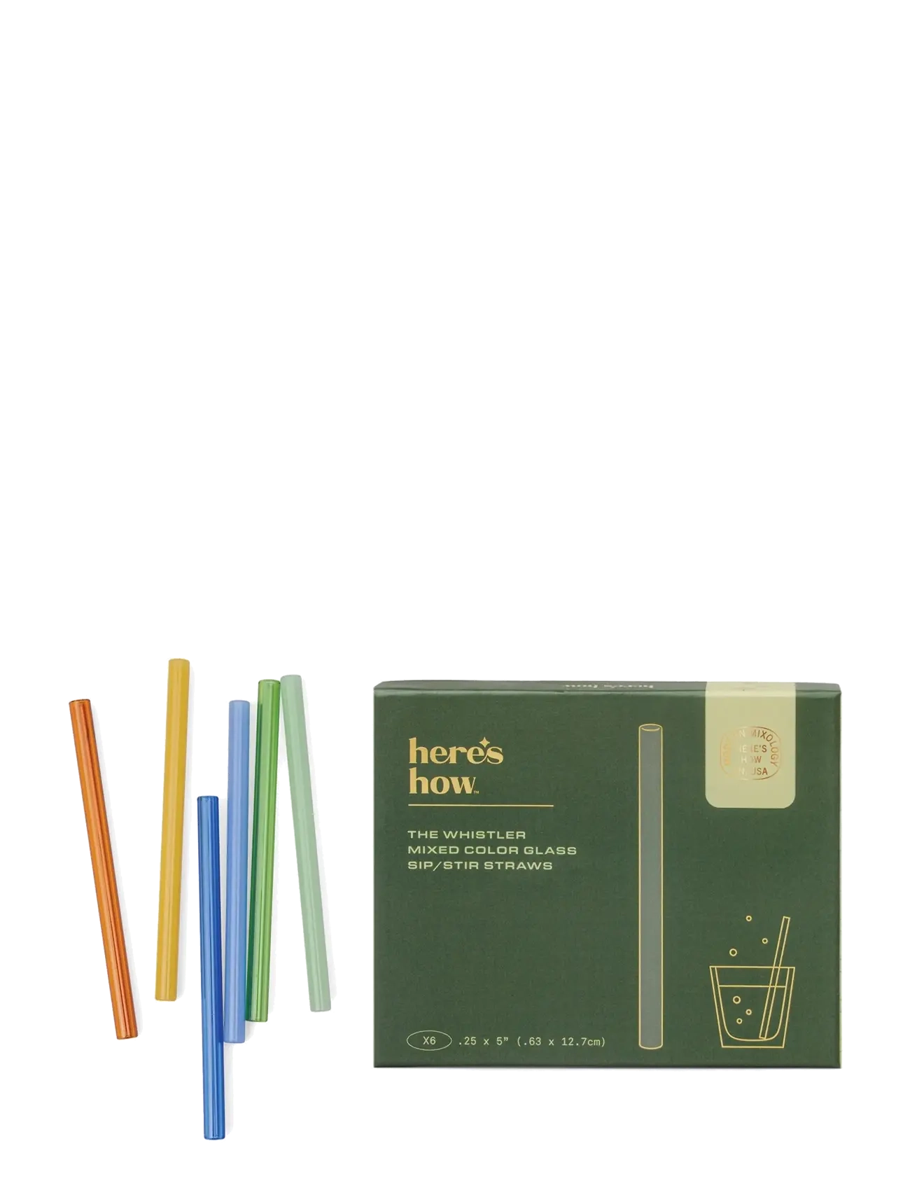 Here's How Färgade Sugrör i glas The  Whistler- Set om 6 - Alles anzeigen - MULTI-COLOURED / multi