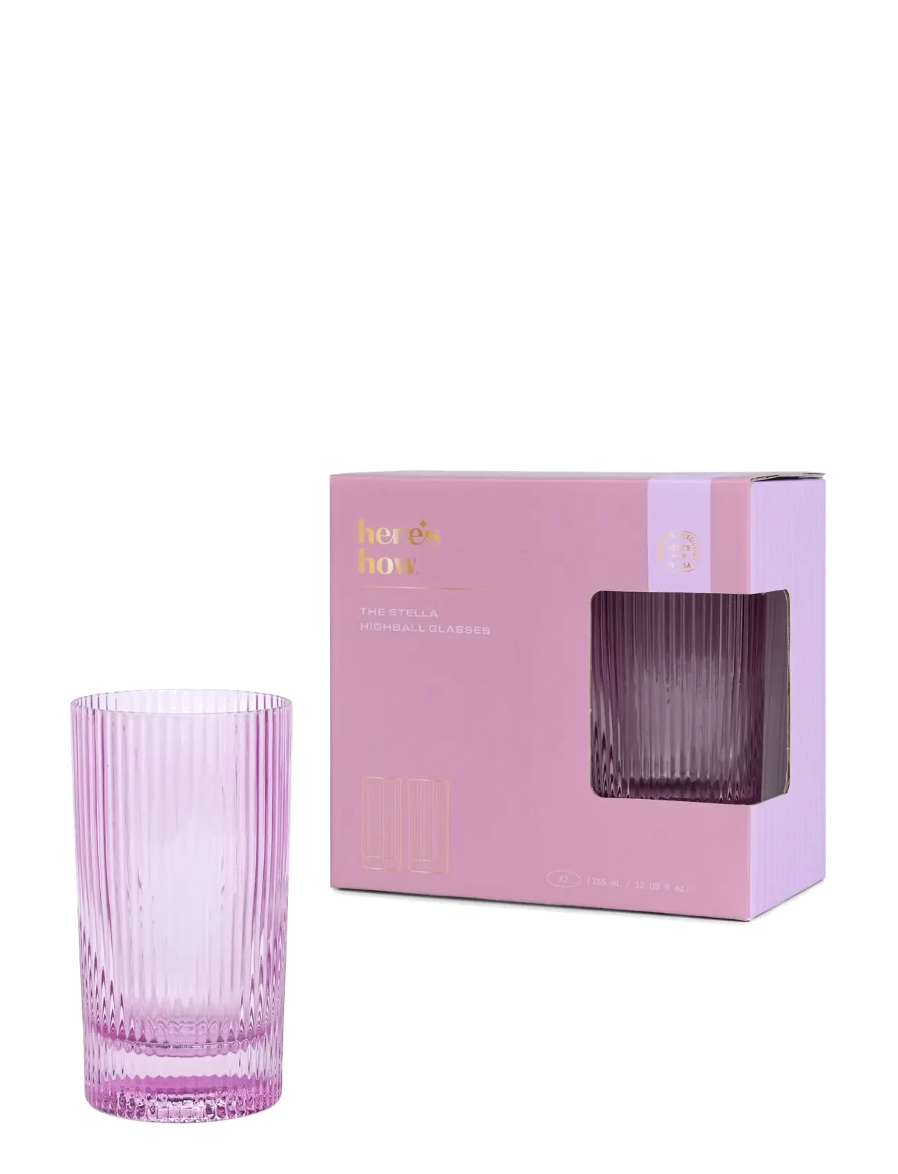 Here's How - Glas Highball The Stella - Set om 2- Lila - cocktail & longdrinkgläser - purple - 2