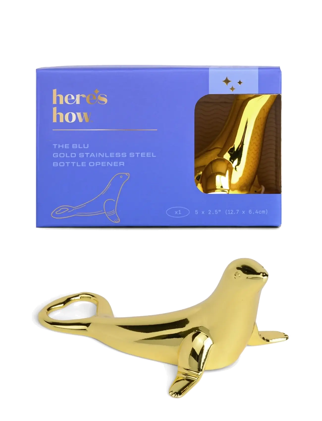 Here's How - Kapsylöppnare Säl The Blu - gold - 2