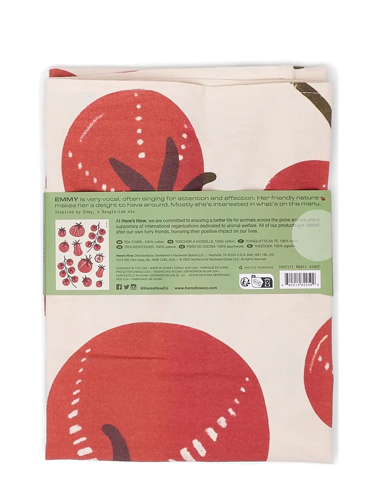 Here's How - Kökshandduk Emmy - Tomatoes - viskestykker - red - 2
