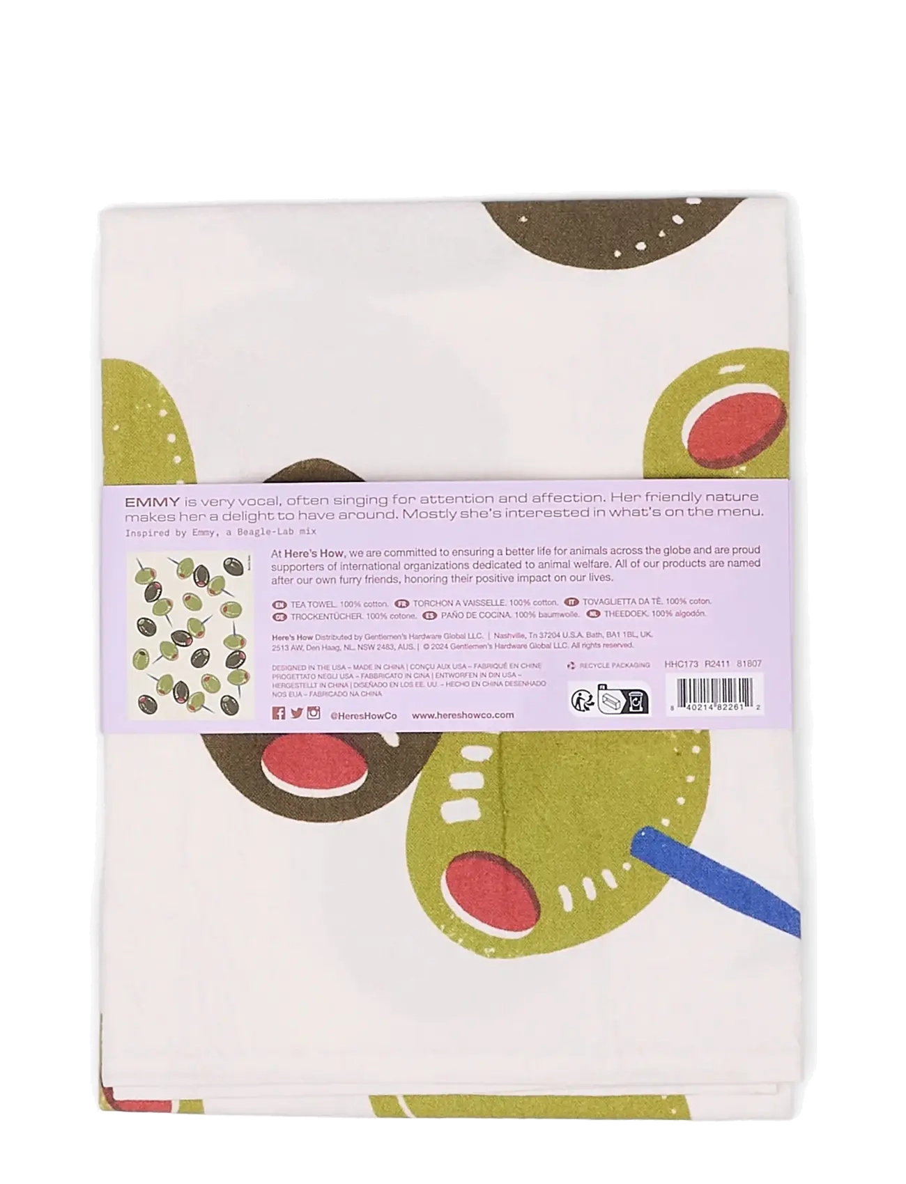 Here's How - Kökshandduk Emmy- Olives - viskestykker - green - 2
