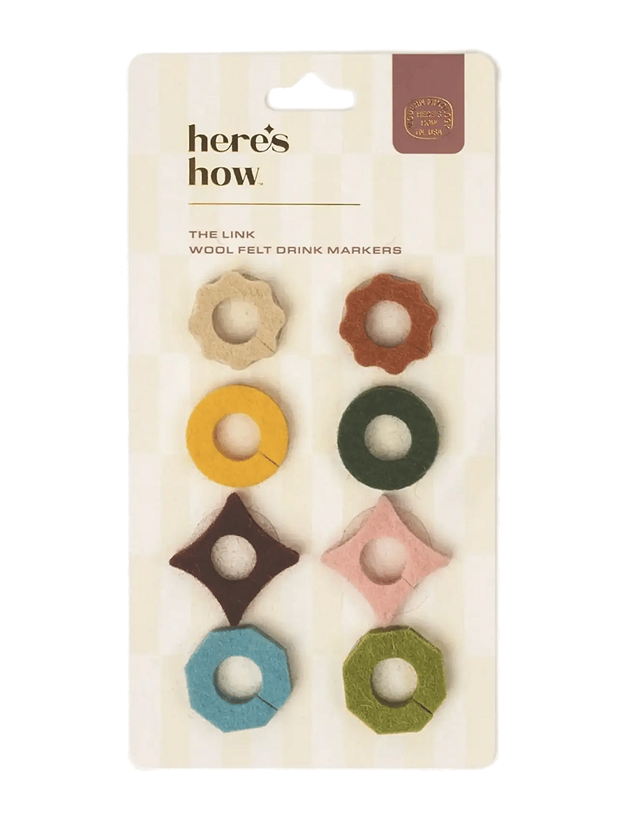 Here's How - Glasmarkörer i filt The Linke - Set med 8 - Neutrala - die niedrigsten preise - multi-coloured - 0