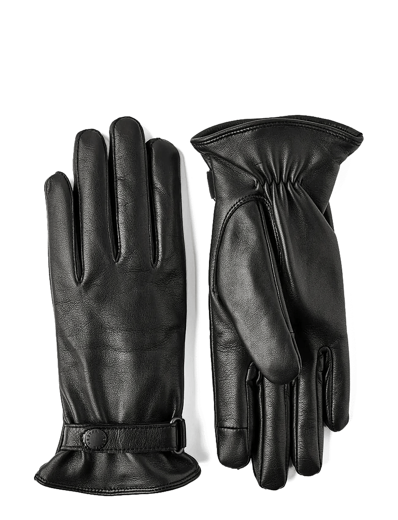 Hestra - Menja Black - leather gloves - black - 0