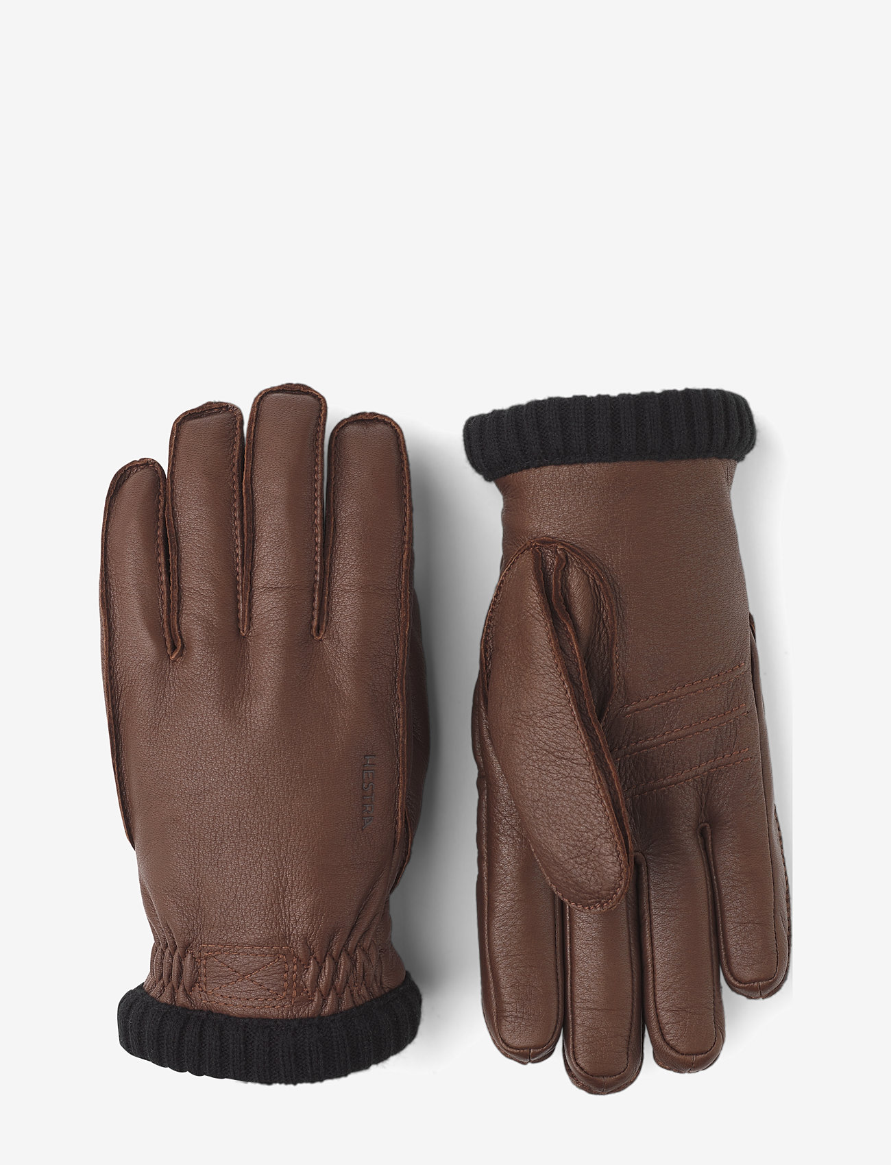 Hestra - Deerskin Primaloft Rib Dark brown - kindad - chocolate - 0