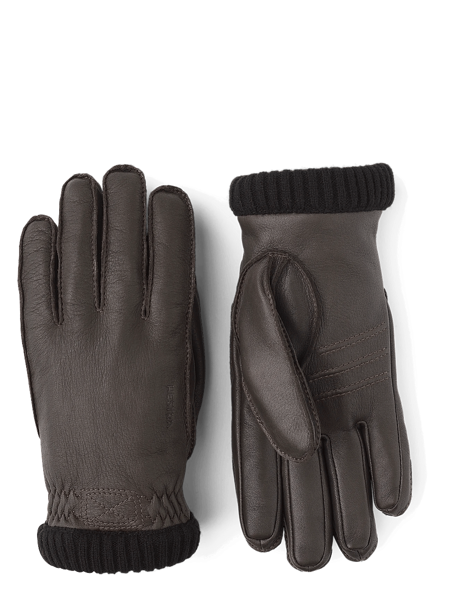 Hestra - Deerskin Primaloft Rib - accessories - dark brown - 0