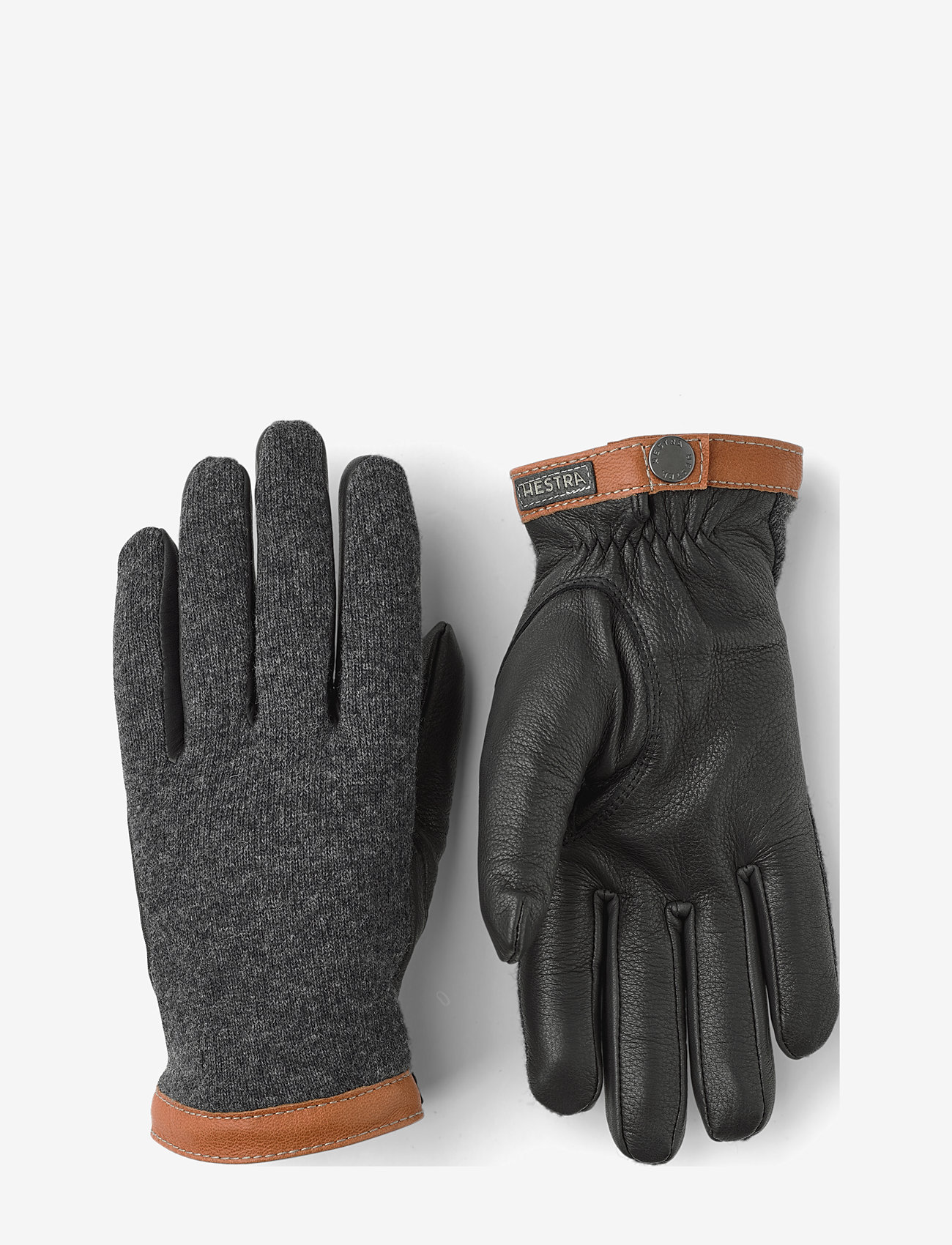 Hestra - Deerskin Wool Tricot Black/Black - tillbehör - charcoal/black - 0