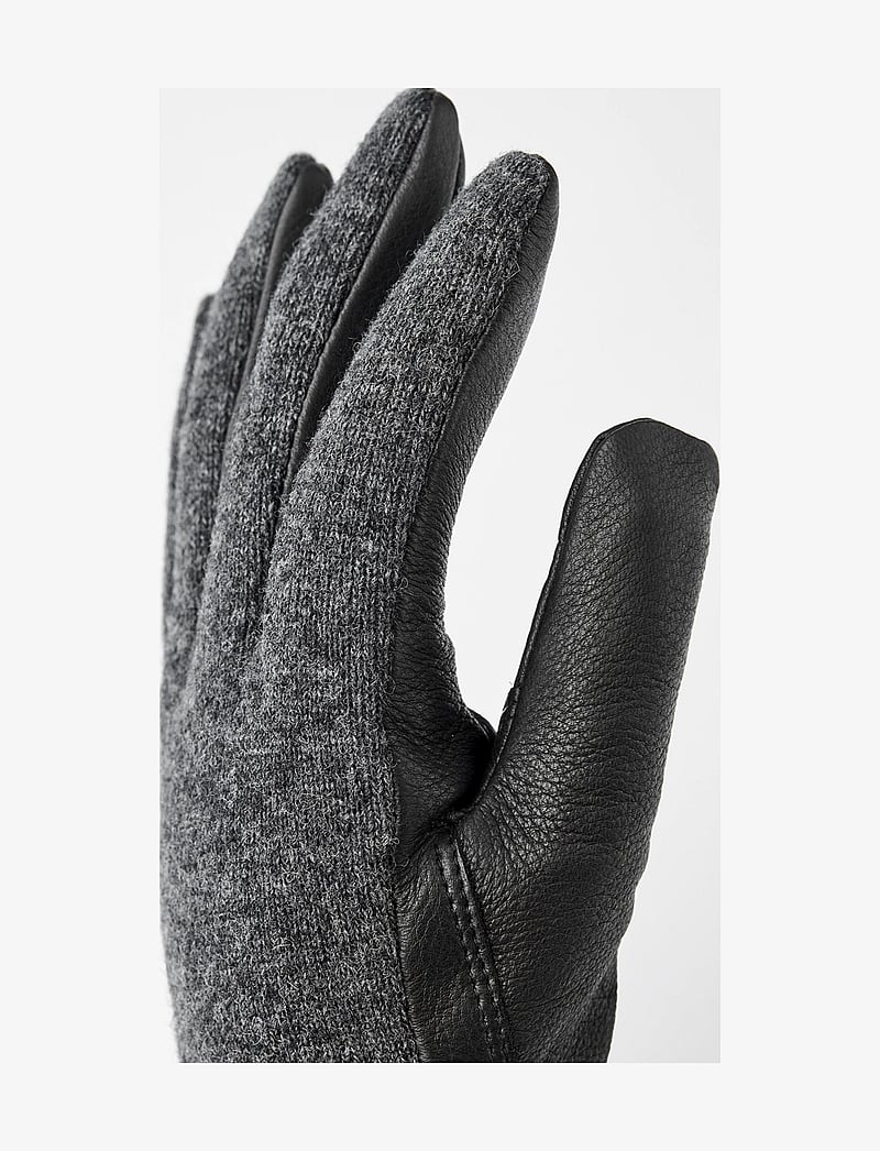 Hestra - Deerskin Wool Tricot Black/Black - tillbehör - charcoal/black - 2