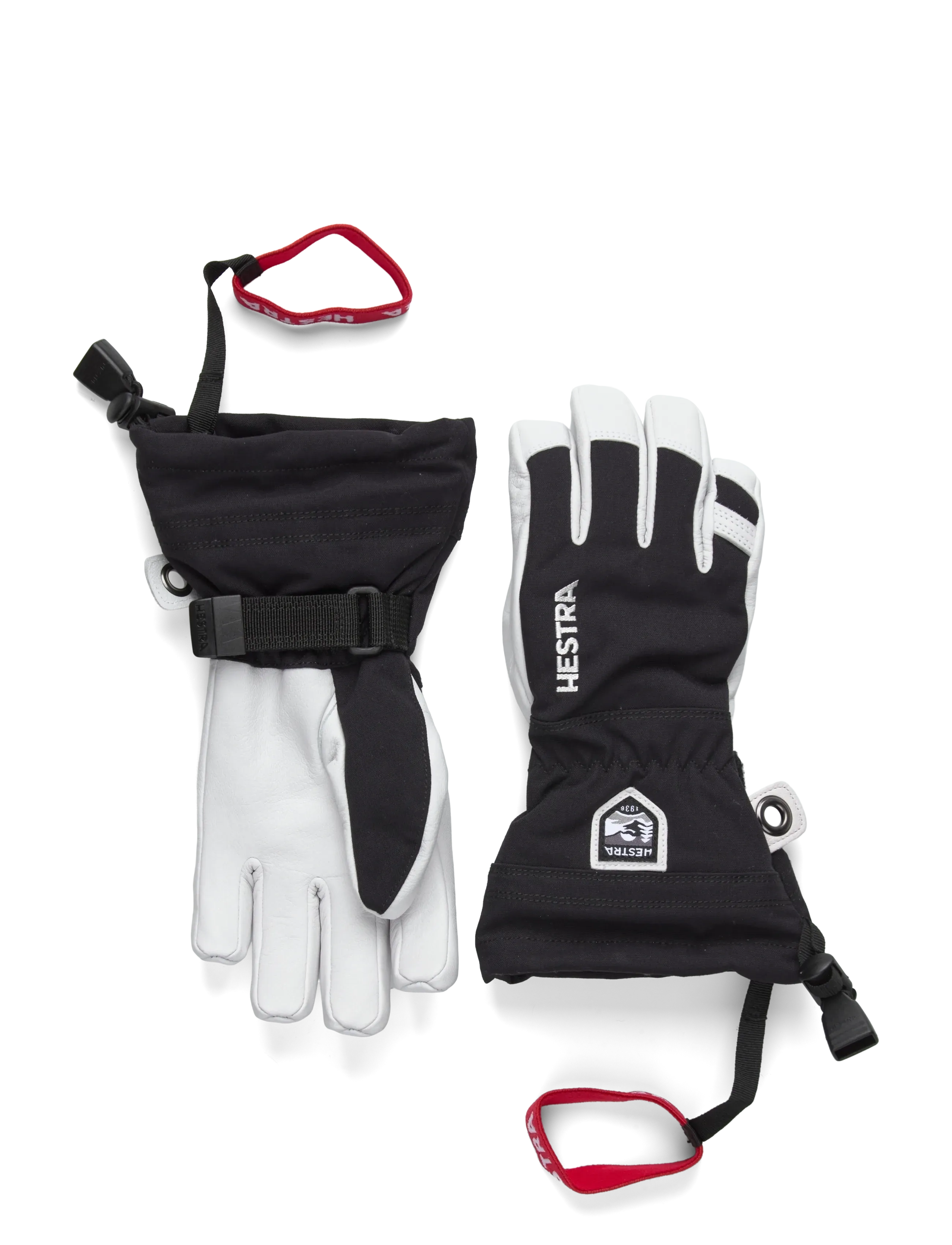 Hestra Army Leather Heli Ski Jr. - 5 finger Red - Aksessuaarid - BLACK / white