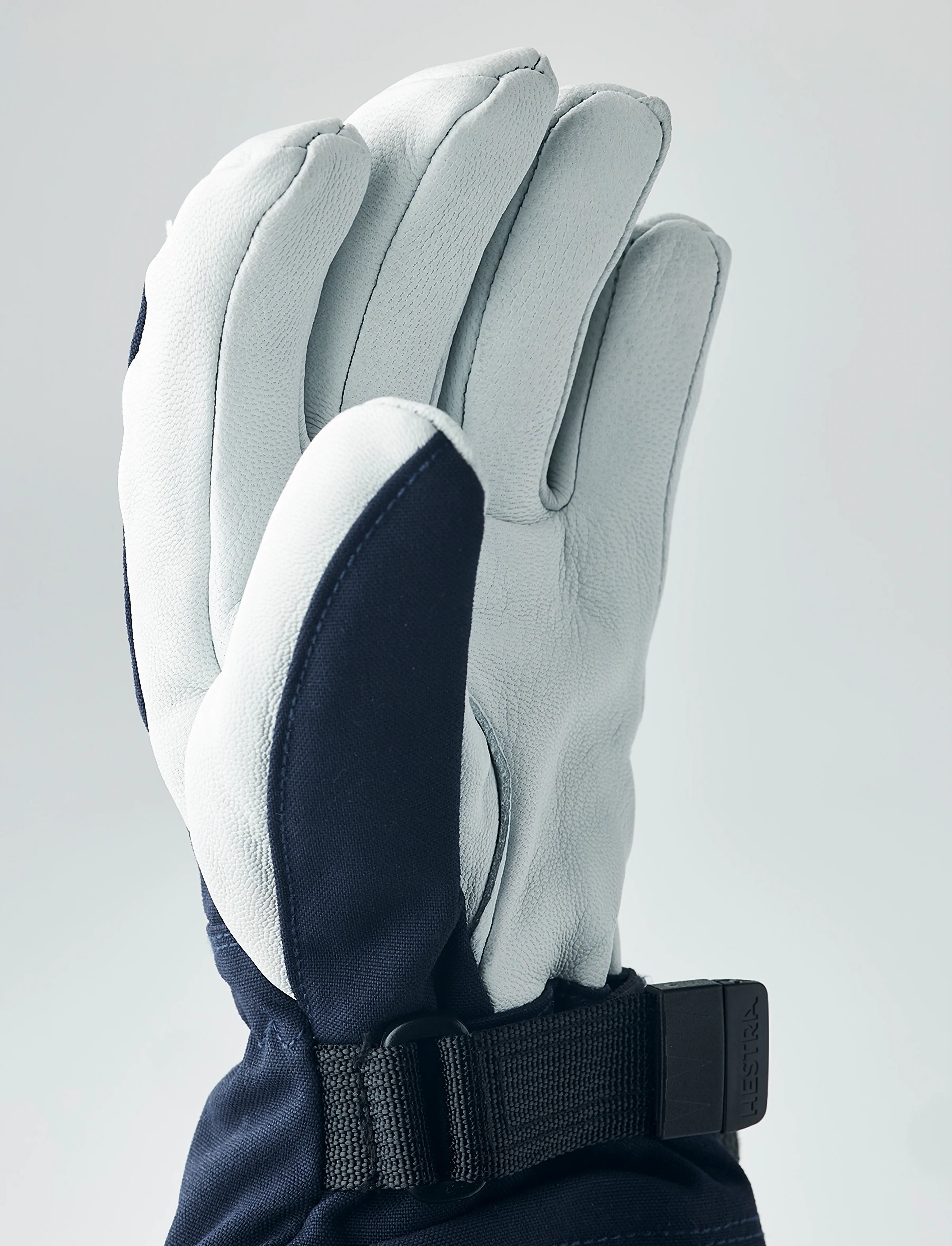 Hestra Army Leather Heli Ski Jr. 5 Finger, Børn, Junior 5-Finger Skihandsker, Hvid, Str: 8-9Y