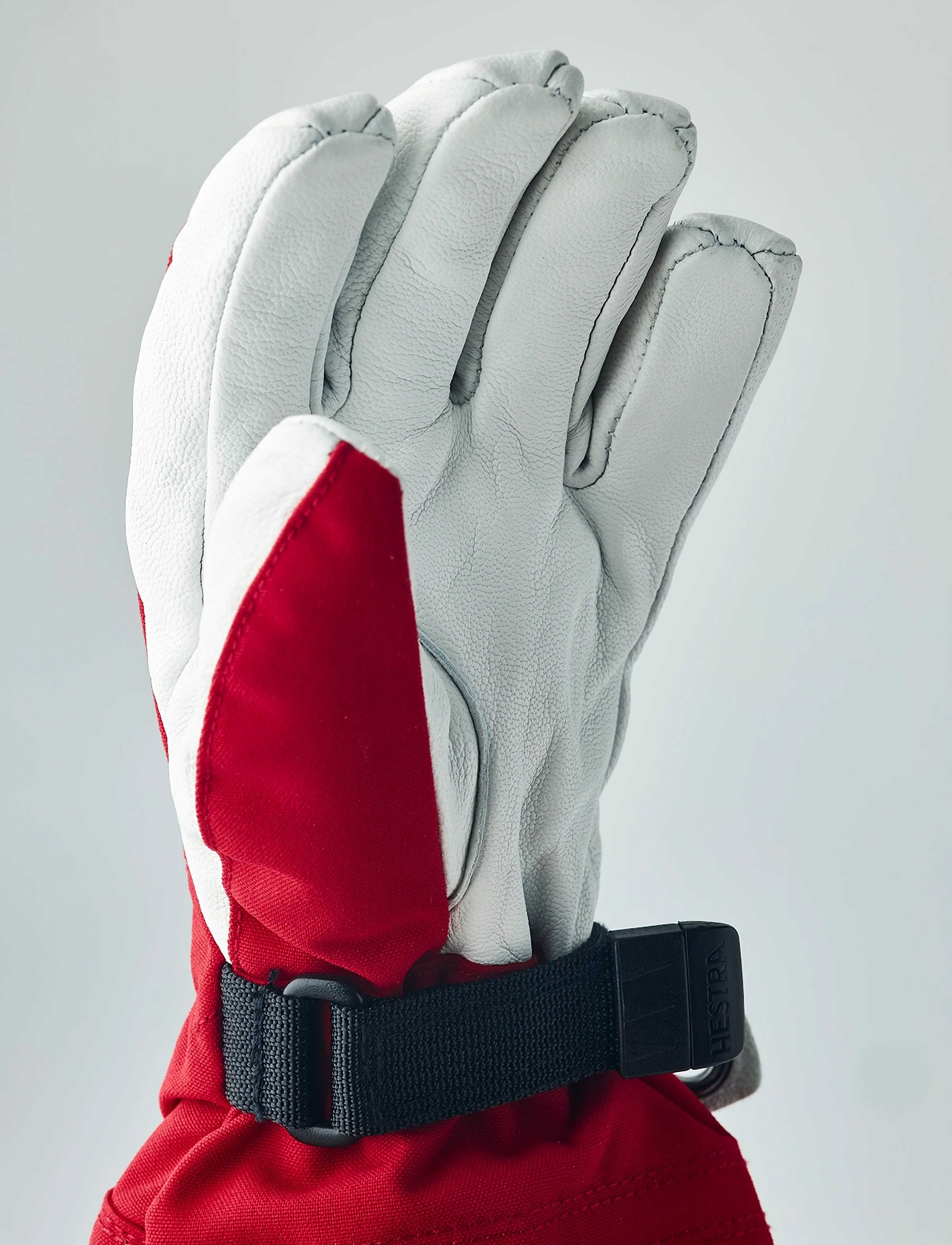 Hestra Army Leather Heli Ski Jr. 5 Finger, Børn, Junior 5-Finger Skihandsker, Rød, Str: 4-5Y