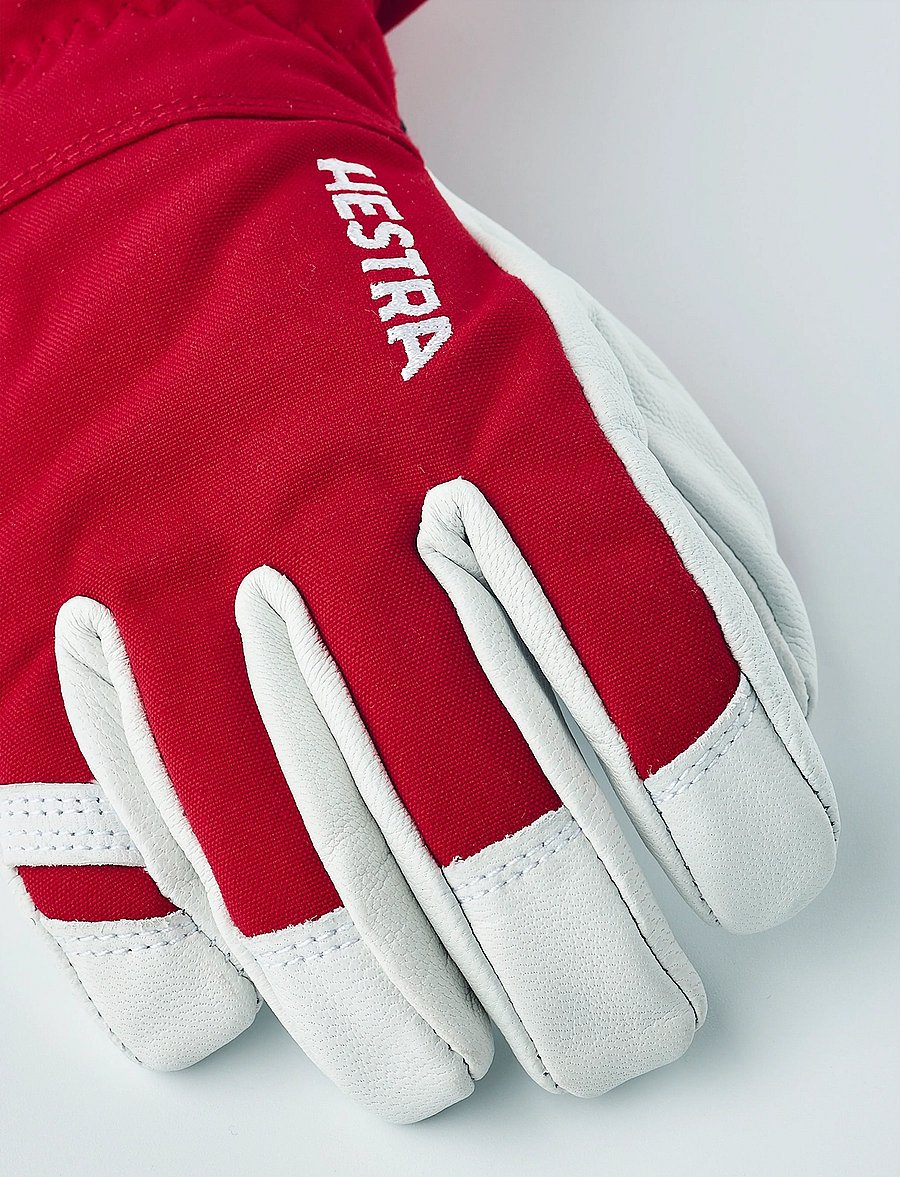 Hestra - Army Leather Heli Ski Jr. - 5 finger - regen-handschuhe - red - 2
