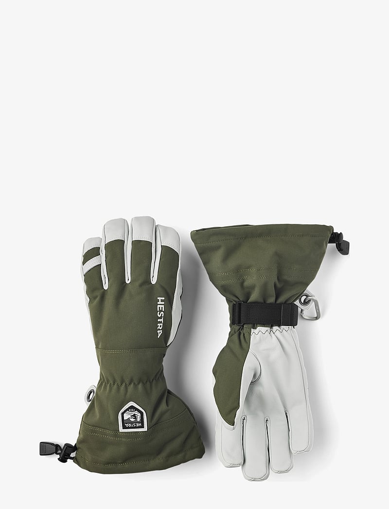 Hestra - Army Leather Heli Ski - 5 finger Olive - fingervantar - olive - 1