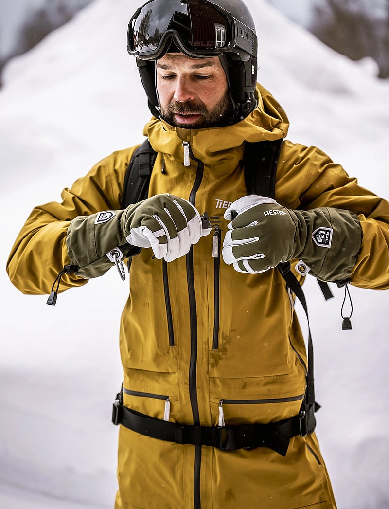 Hestra - Army Leather Heli Ski - 5 finger Olive - fingervantar - olive - 0