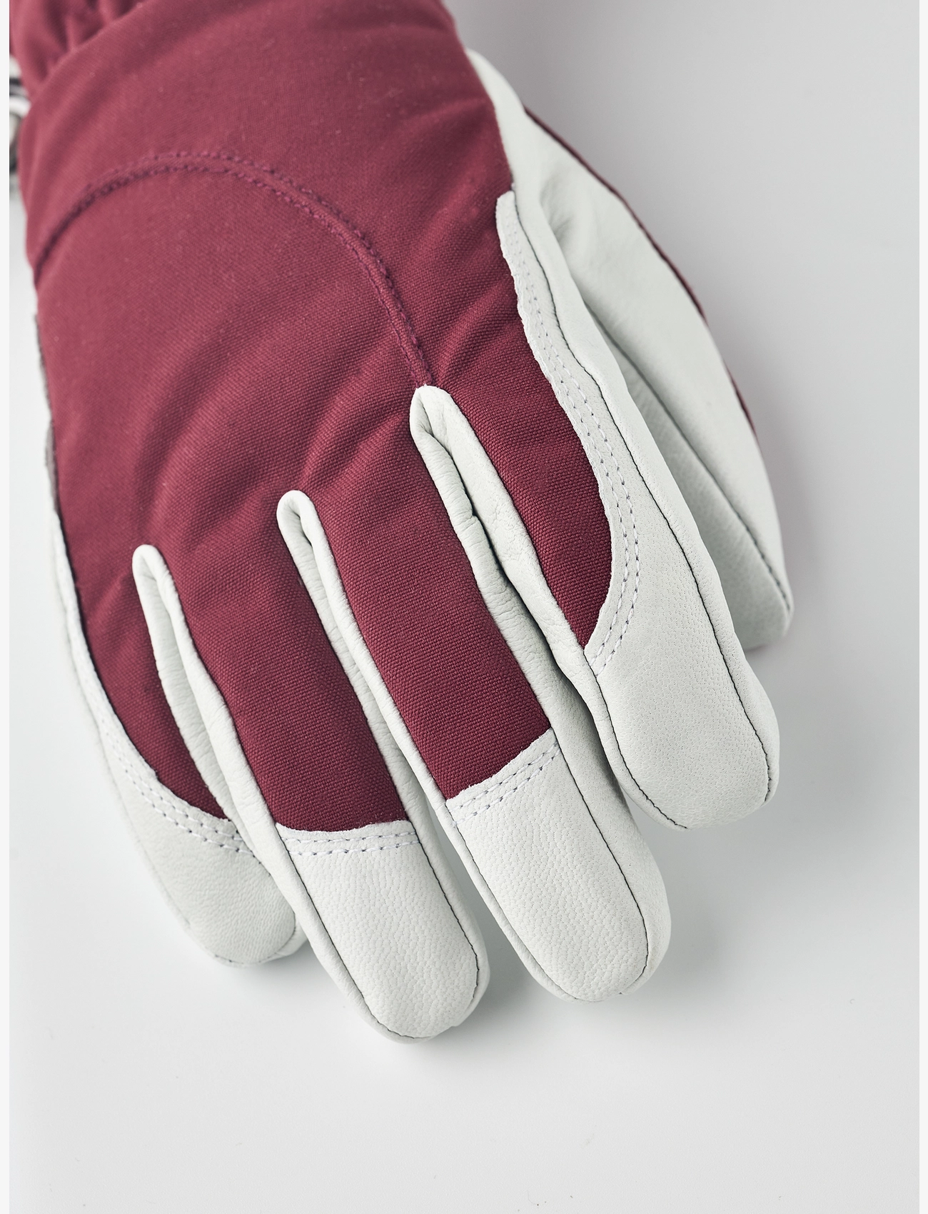 Hestra - Army Leather Patrol Female - 5 finger - finger gloves - bordeaux/offwhite - 5