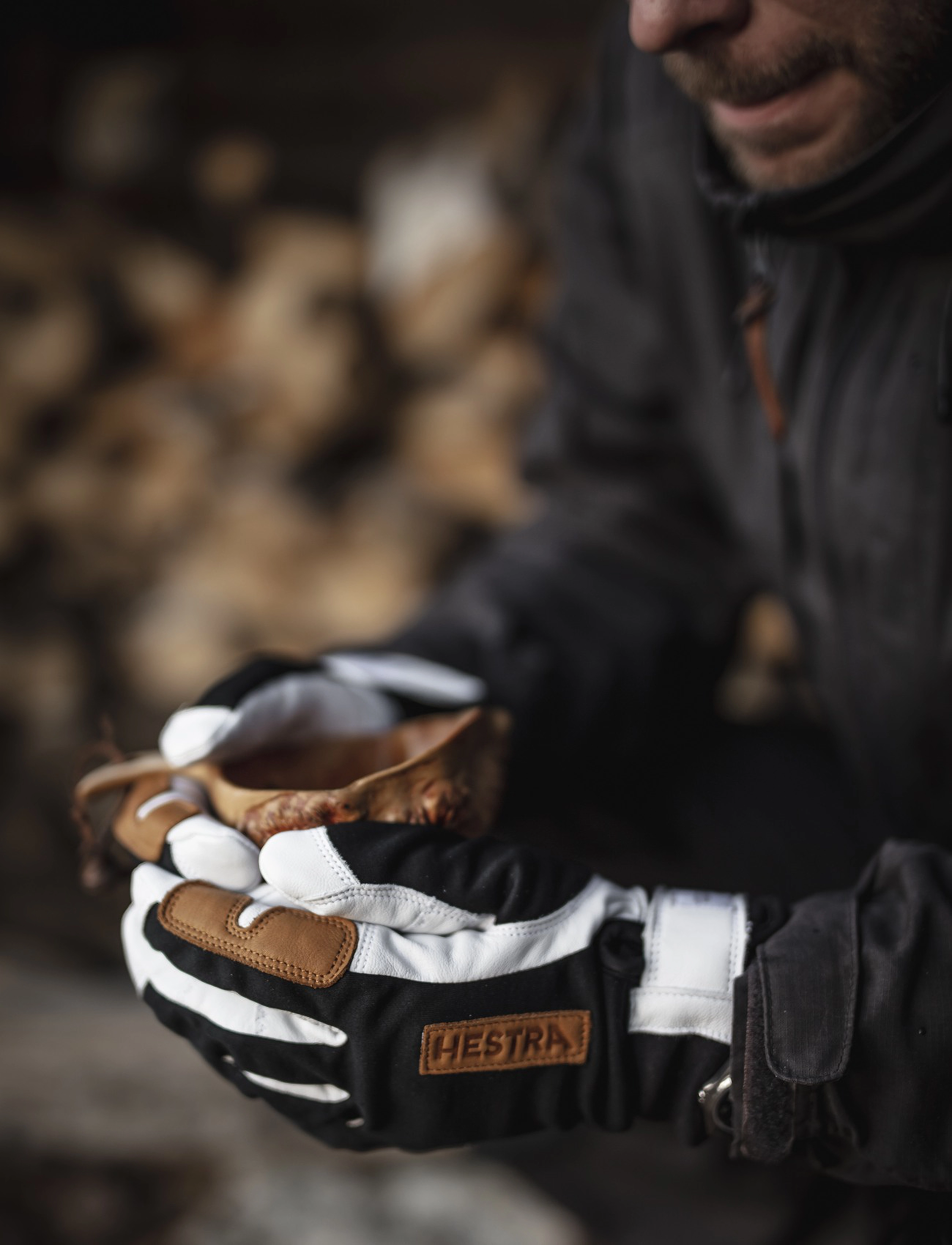 Hestra - Ergo Grip Active Wool Terry - 5 finger Navy/Offwhite - fingerhandschuhe - black/offwhite - 3