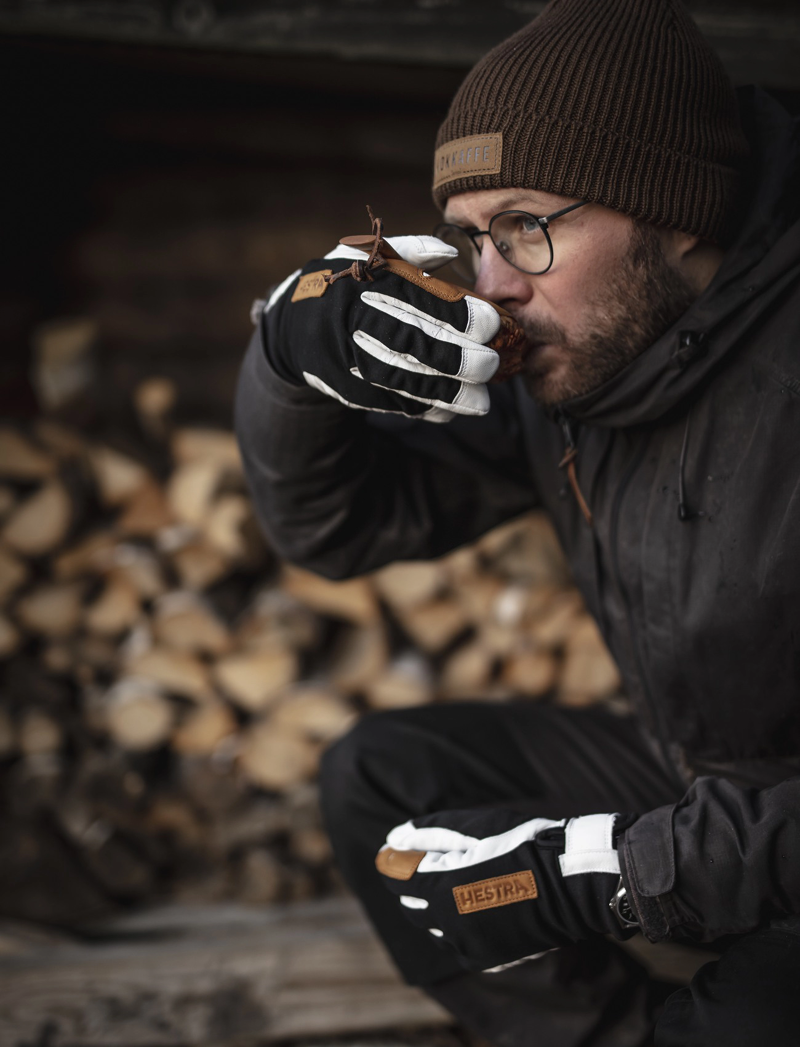 Hestra - Ergo Grip Active Wool Terry - 5 finger Navy/Offwhite - fingerhandschuhe - black/offwhite - 4