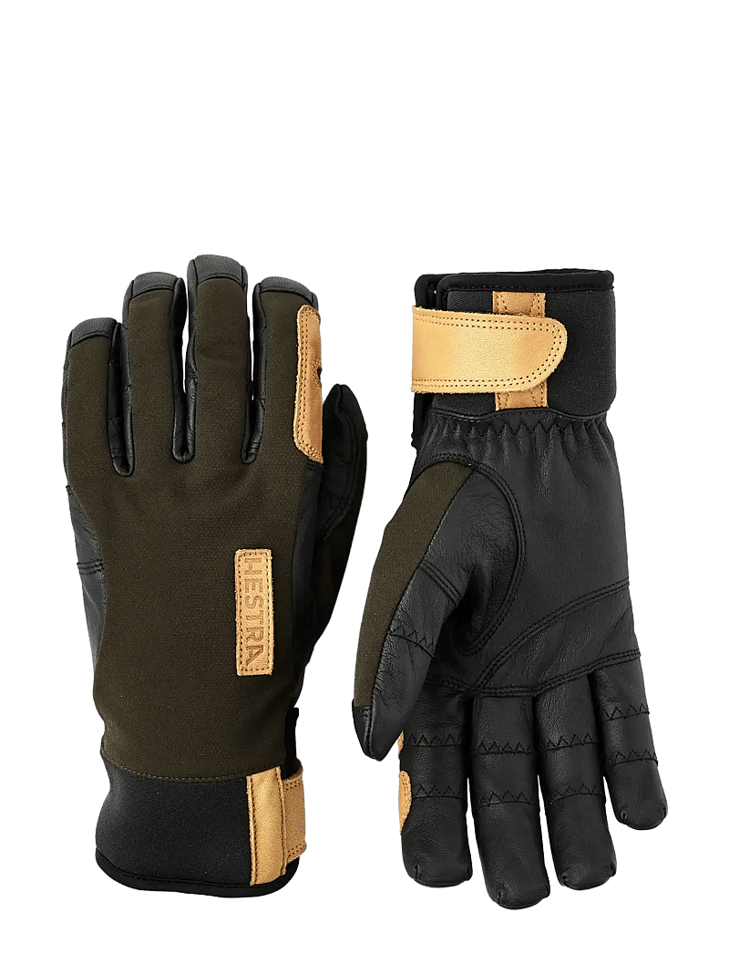 Hestra - Ergo Grip Active Wool Terry - 5 finger Black/Offwhite - fingerhandsker - dark forest/black - 1