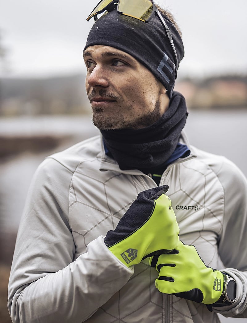 Hestra - Runners All Weather - 5 finger Dark grey-9 - yellow high viz - 0