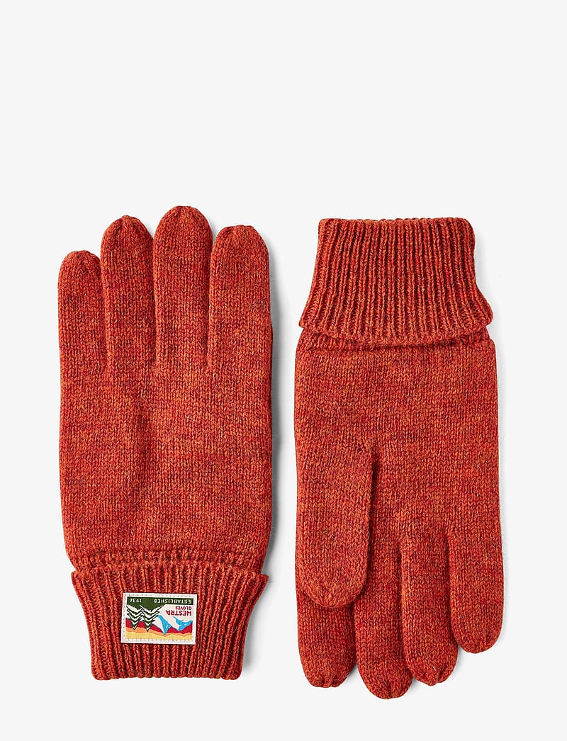 Hestra - Raggwool Glove Black - tillbehör - brick red - 0