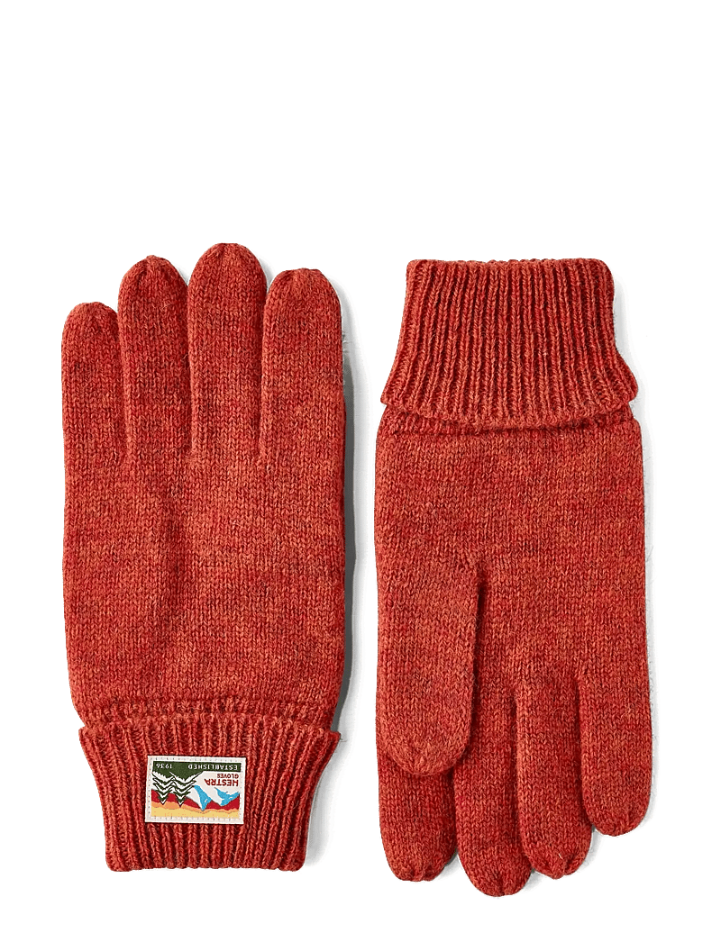 Hestra - Raggwool Glove Beige - accessories - brick red - 0