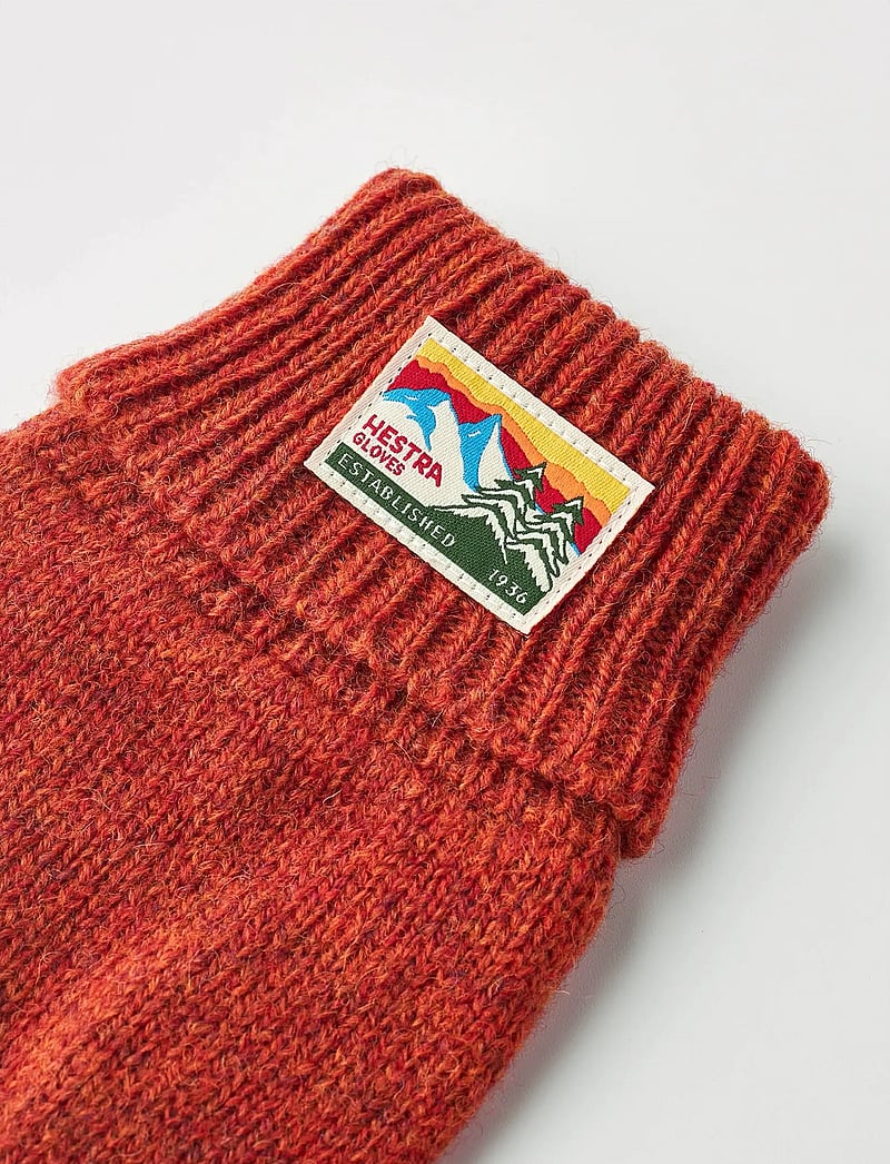 Hestra - Raggwool Glove Beige - accessories - brick red - 2