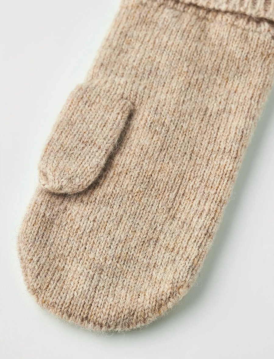 Hestra - Raggwool Mitt Black - accessoarer - beige - 1
